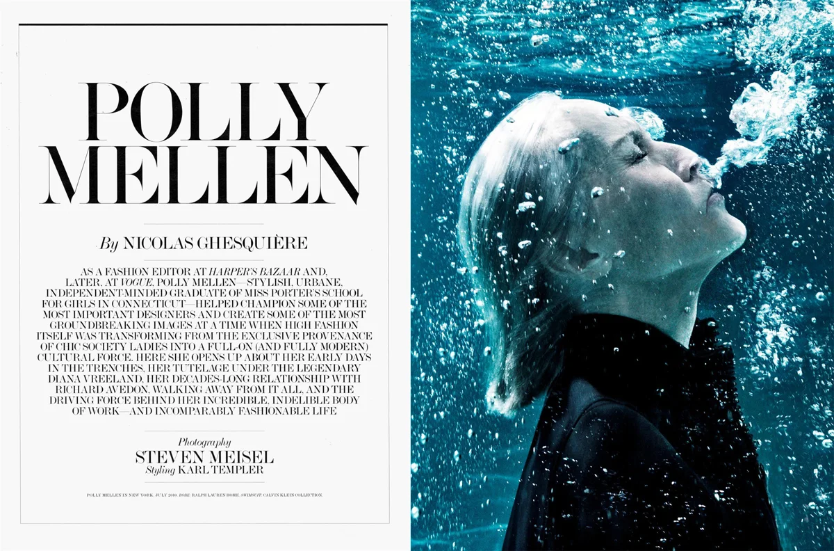 Polly Mellen, photographed by Steven Meisel and interviewed by Nicolas Ghesquière for the September 2010 issue. Read the &nbsp;interview here.