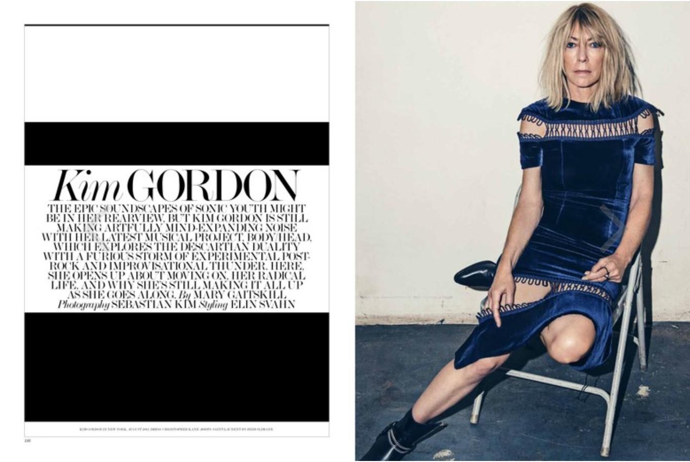 Kim Gordon, photographed by Sebastian Kim and interviewed by Mary Gaitskill for the October 2013 issue. Read the interview here.