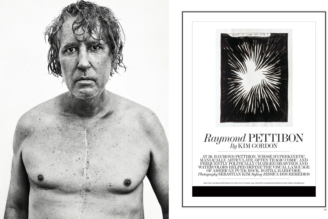 Raymond Pettibon, photographed by Sebastian Kim and interviewed by Kim Gordon for the December 2013/January 2014 issue.