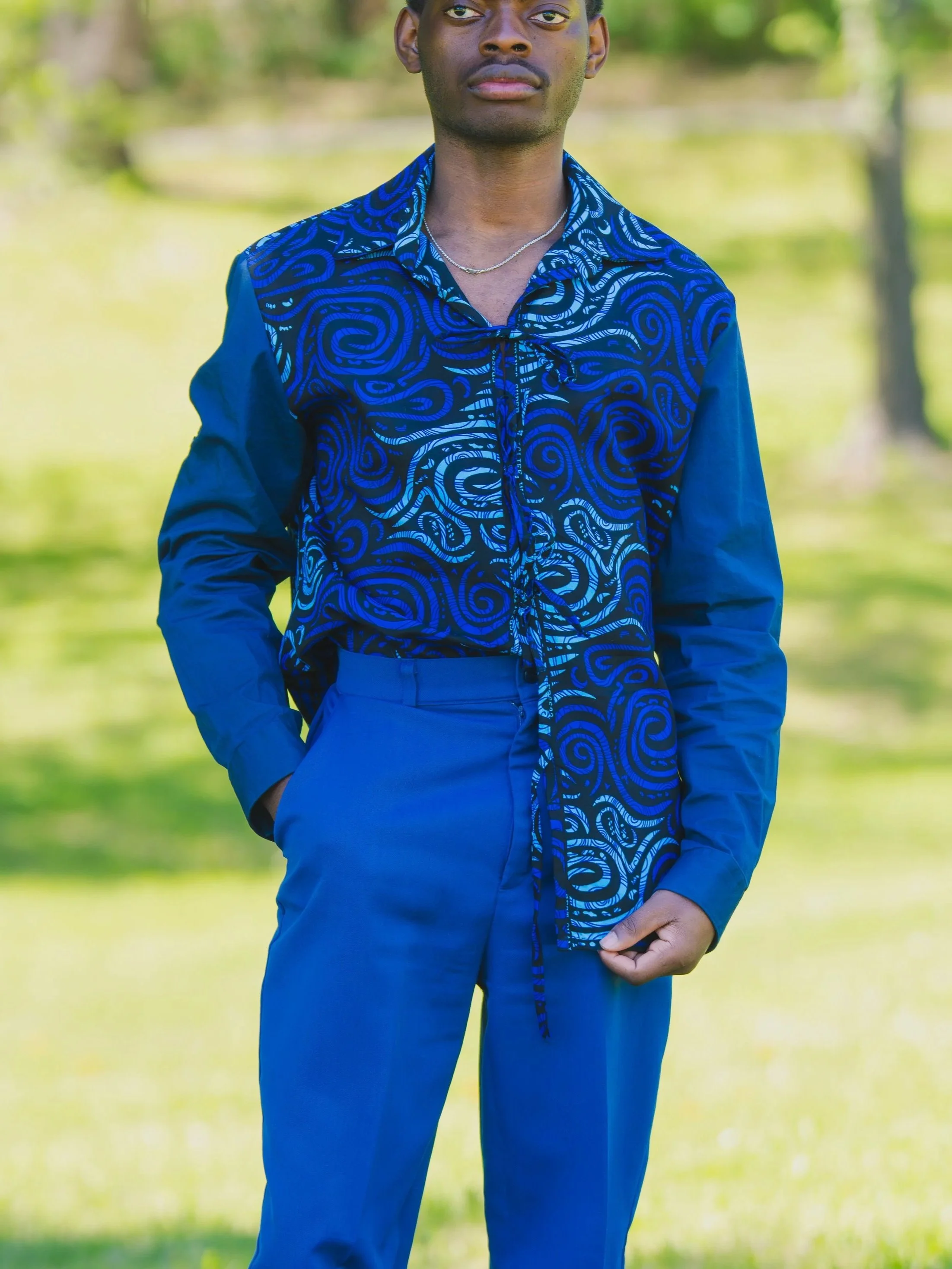 Men's tie-front special occasion top