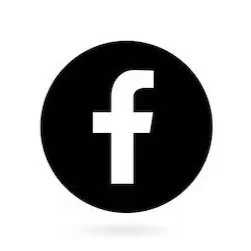 Facebook logo with white 'f' on a black circular background