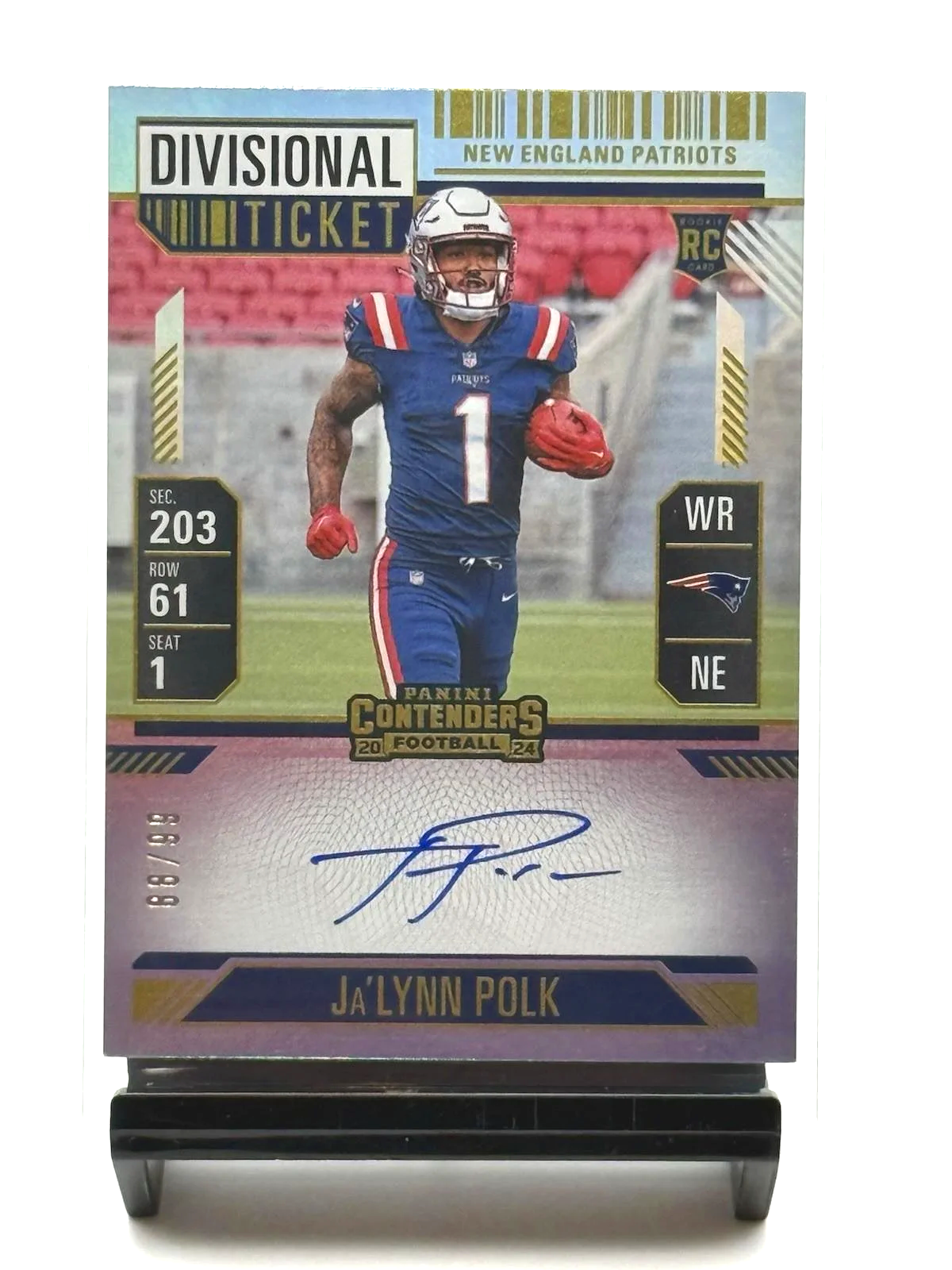 2024 Panini Contenders Ja’lynn Polk Divisional Ticket Auto 88/99 #118 rookie football card front