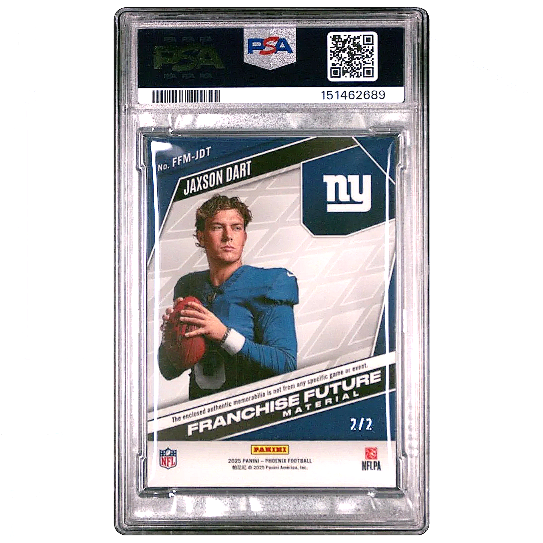 2025 Phoenix Jaxson Dart Franchise Futures Materials NFLPA Logo /2 Giants - PSA9 Football Card Back