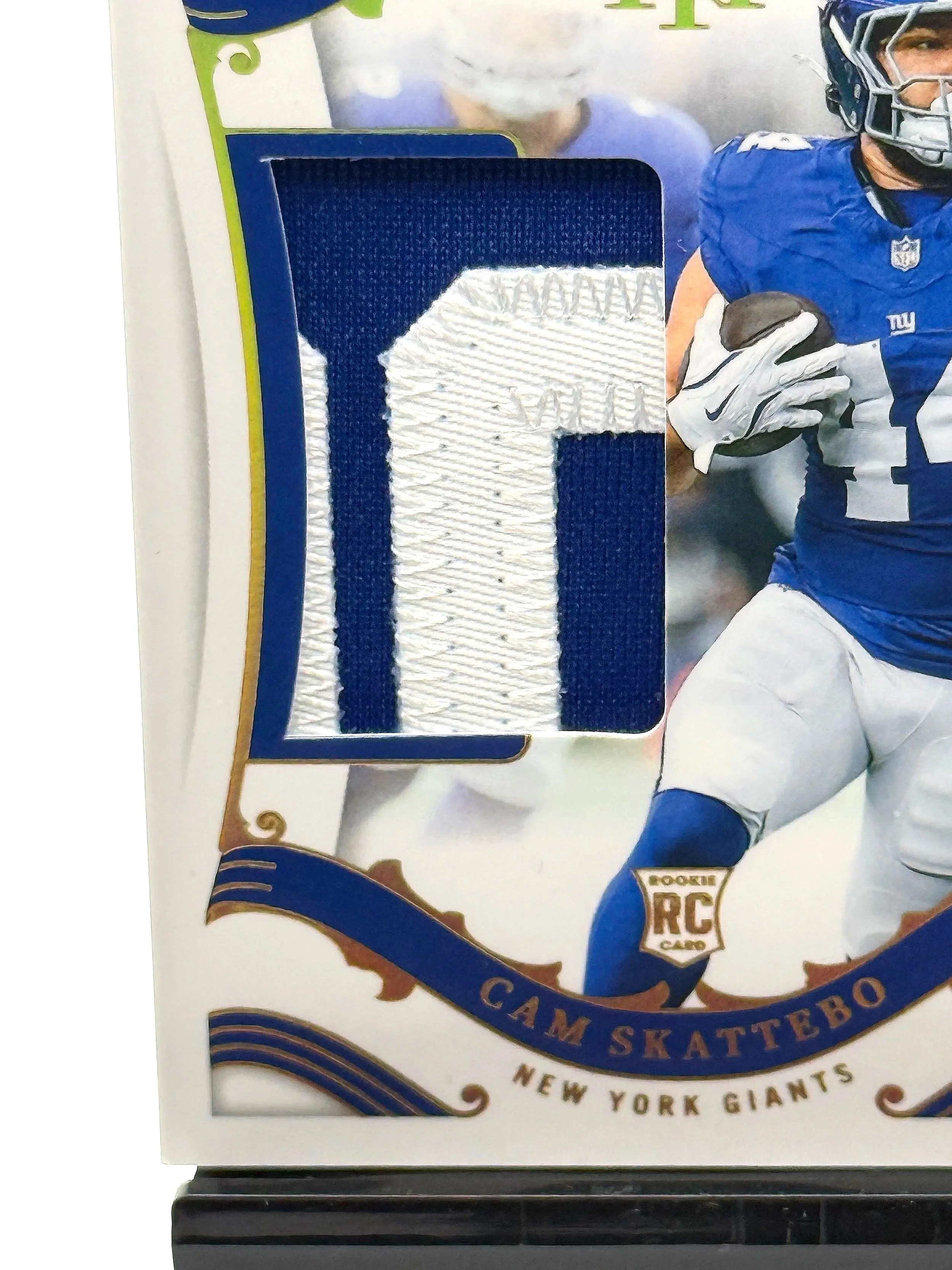 2025 National Treasures Cam Skattebo Heirlooms RC /10 - New York Giants football card bottom left corner