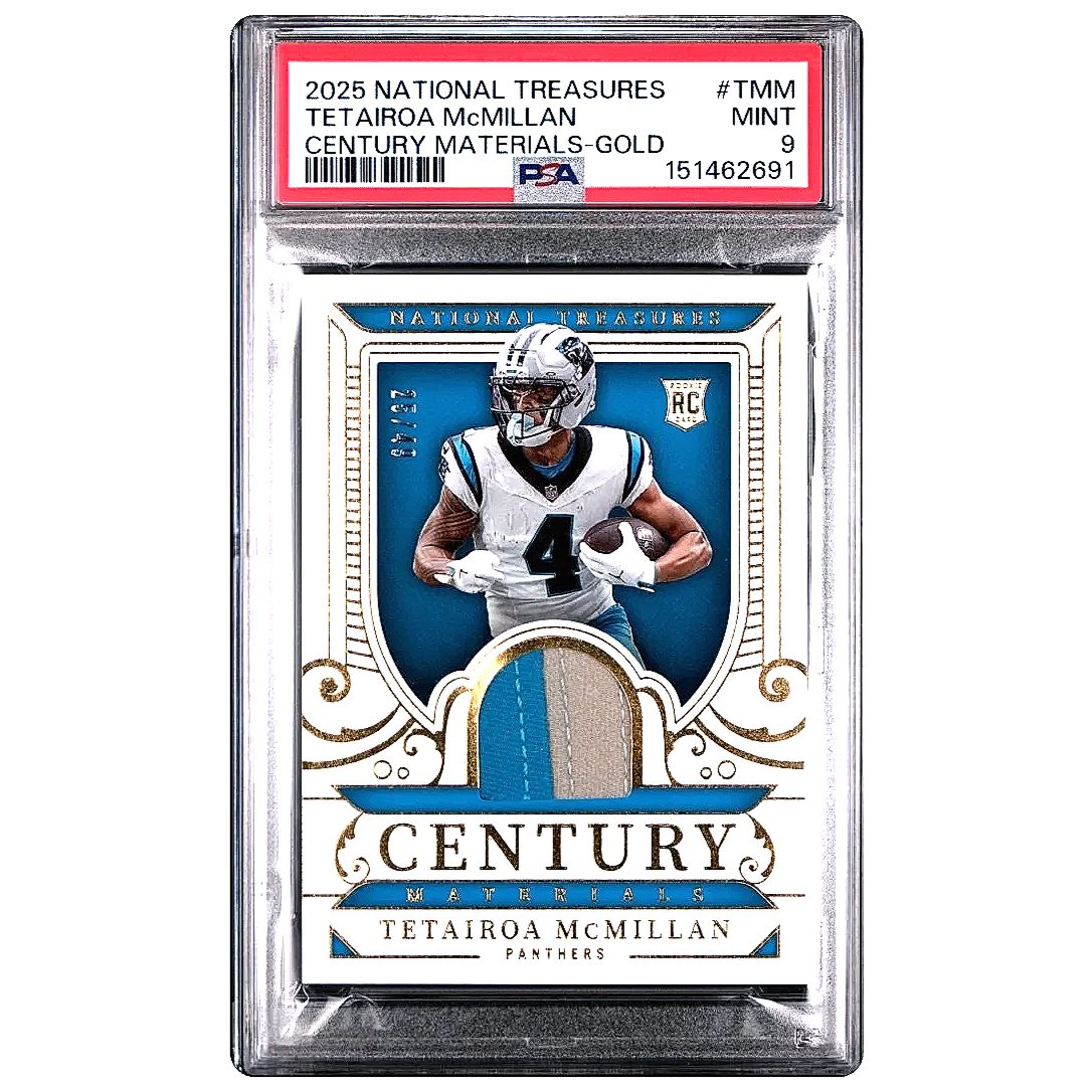 2025 National Treasures Tetairoa McMillan Century Materials Gold /49 PSA9