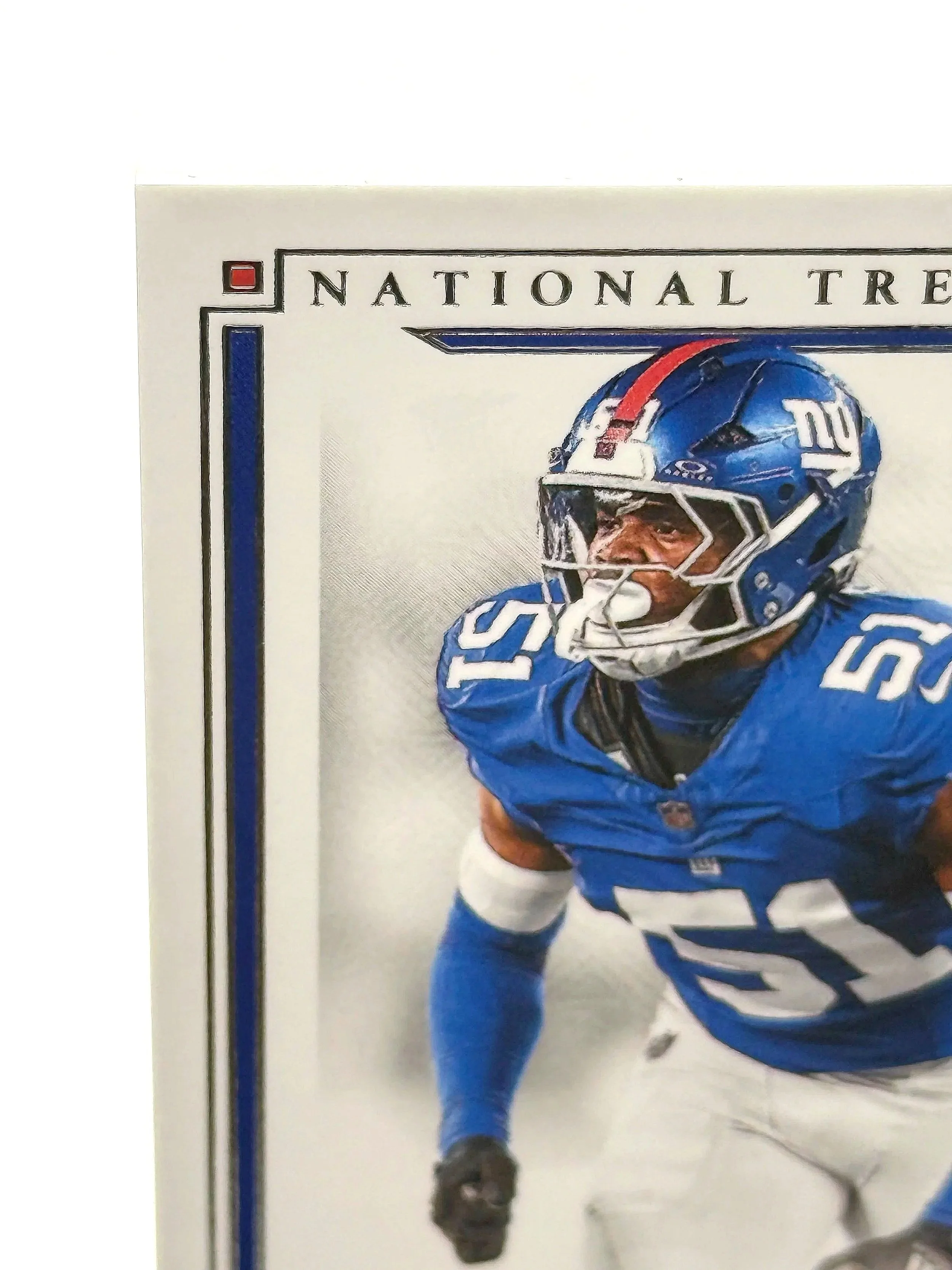 2025 National Treasures Abdul Carter Treasured Rookies NT RC #TR-ACR - Giants football card top left corner