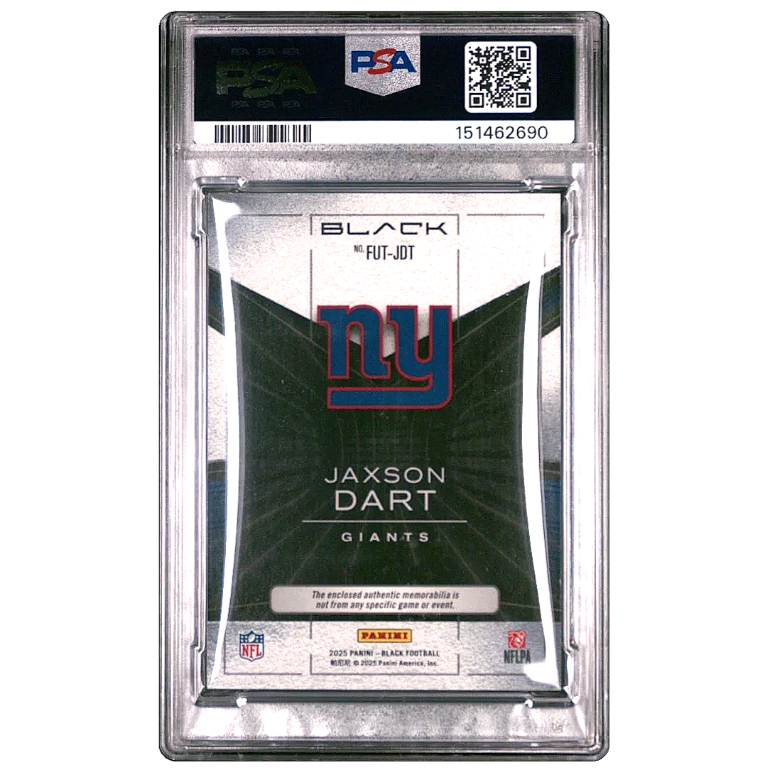 2025 Black Jaxson Dart  Futuristic Relic Gold /10 NT Rookie #FUT-JDT - Giants football card back