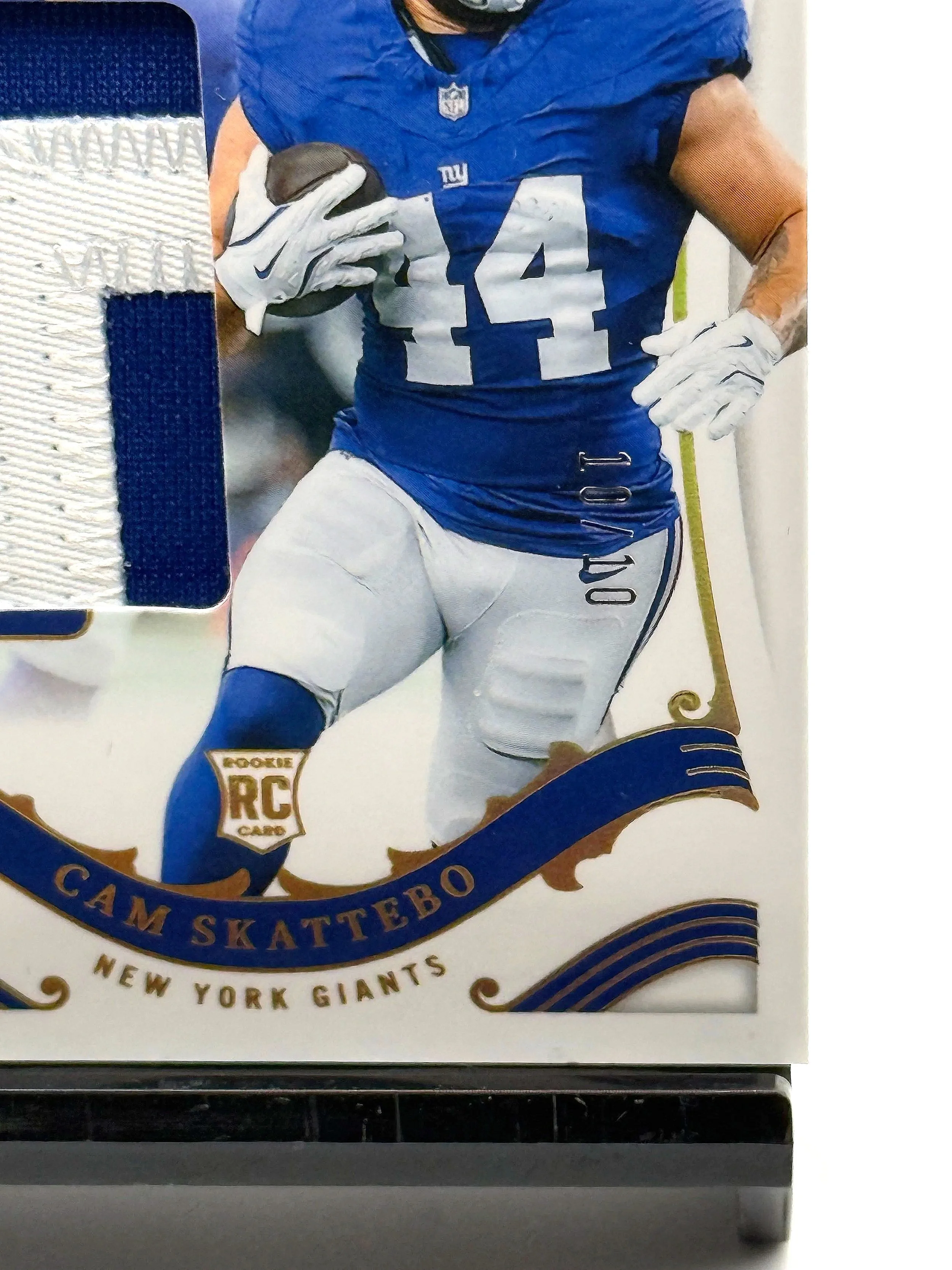 2025 National Treasures Cam Skattebo Heirlooms RC /10 - New York Giants football card bottom right corner