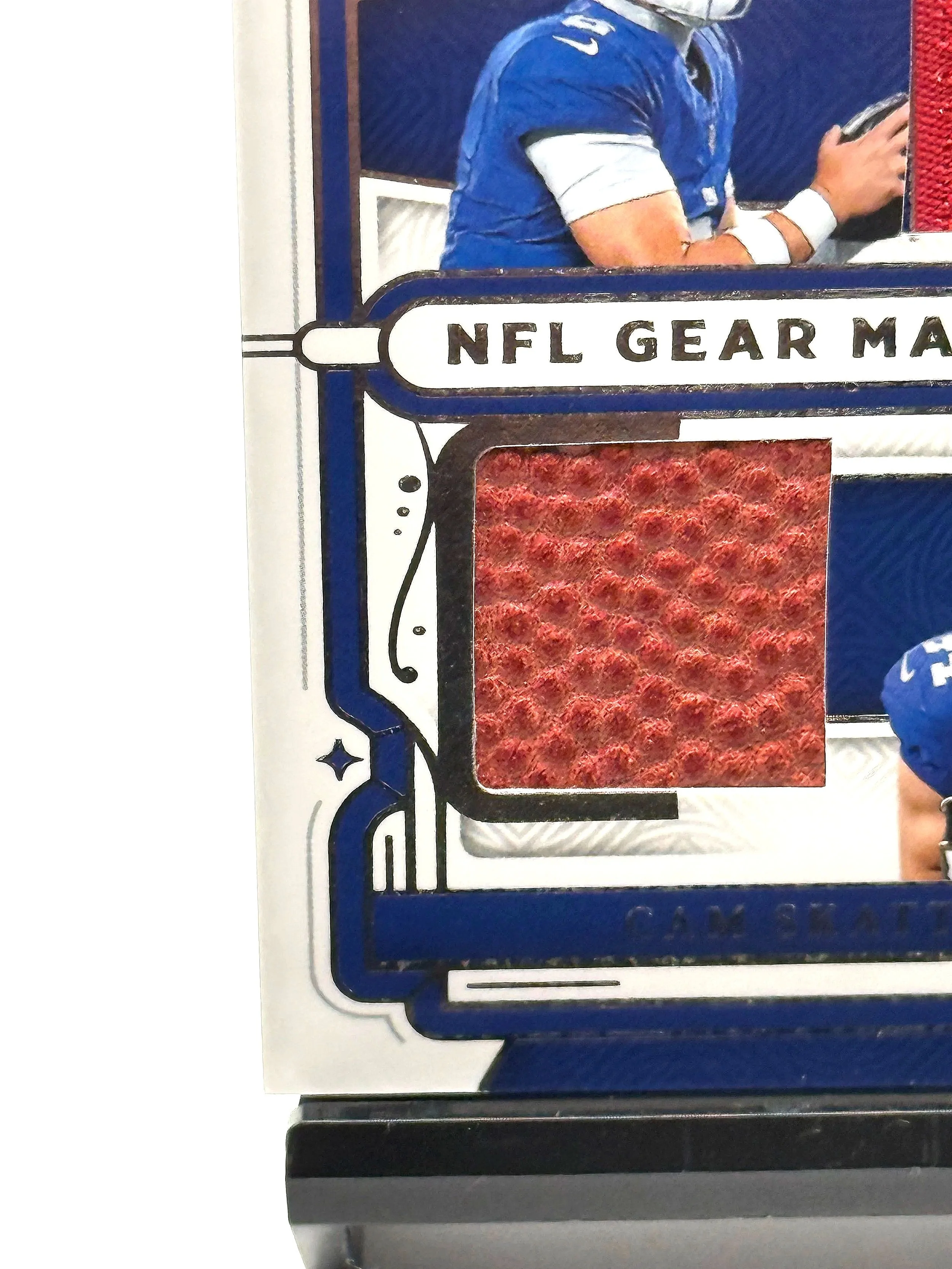 2025 National Treasures Dart / Skattebo NFL Gear Materials Dual Patch #RGCM-DS football card bottom left corner