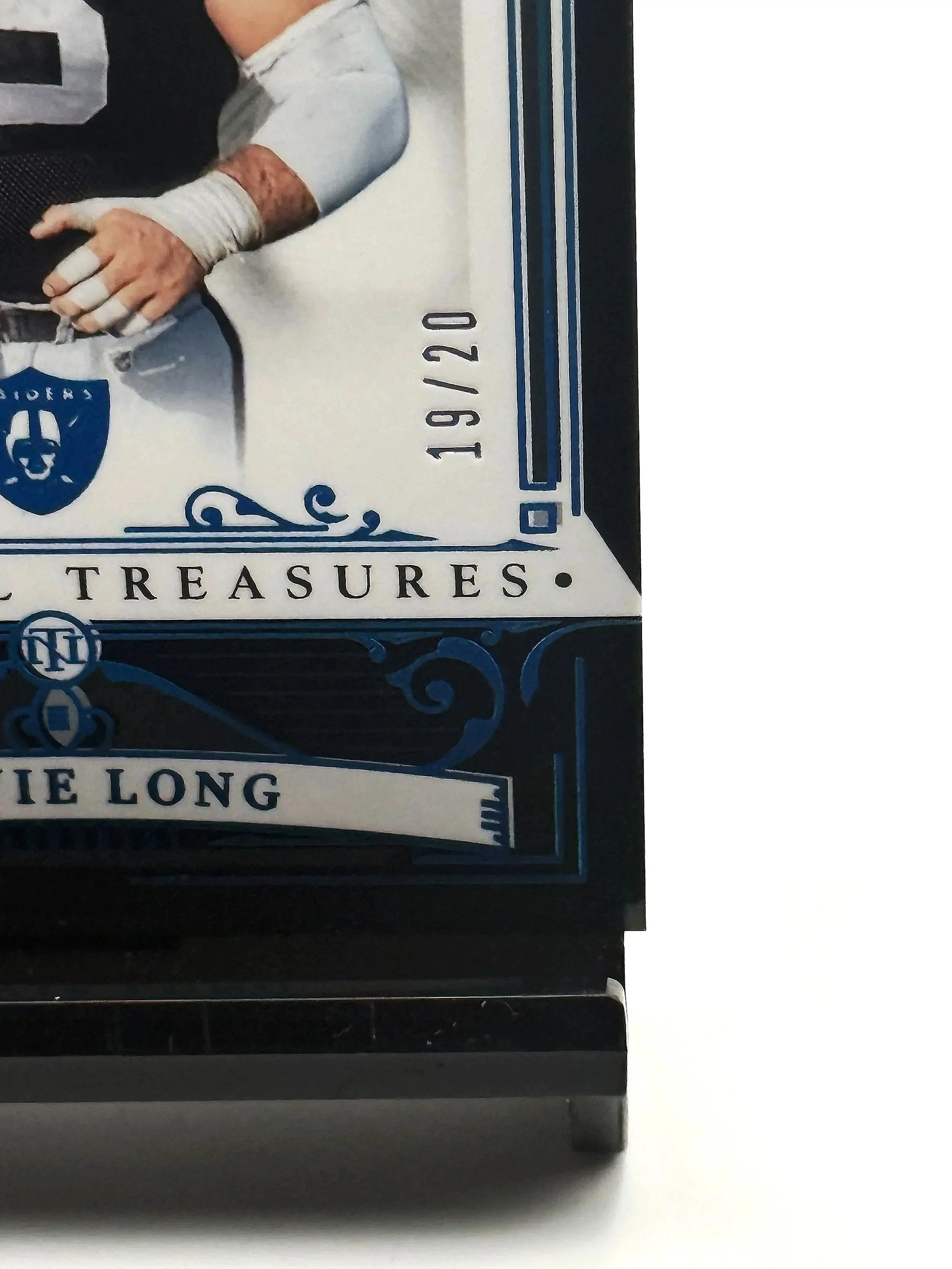 2025 National Treasures LA Raiders Howie Long NT #54 /20 football card bottom right corner