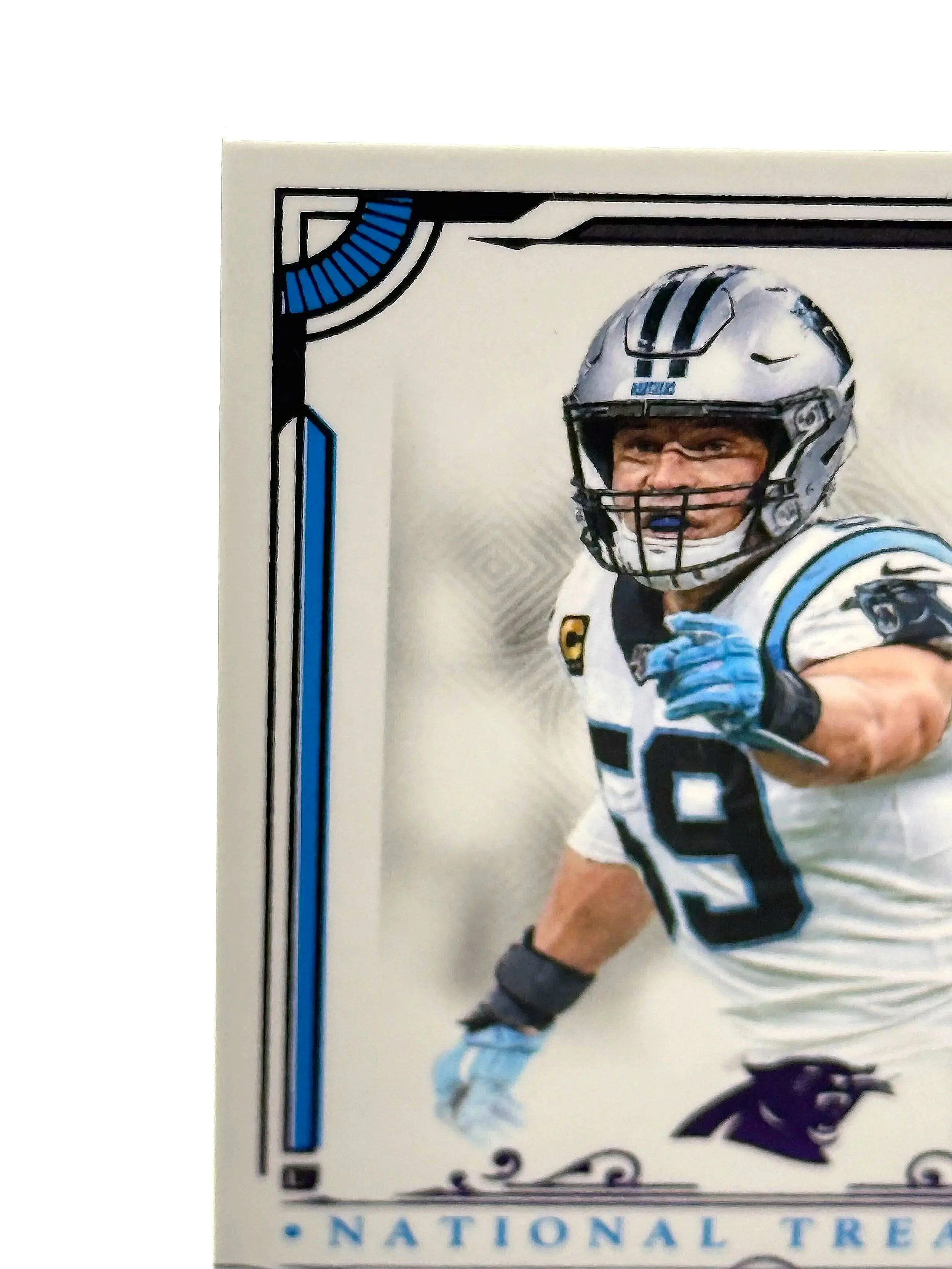 2025 National Treasures Luke Kuechly Purple Card /75 Panthers football card top left corner