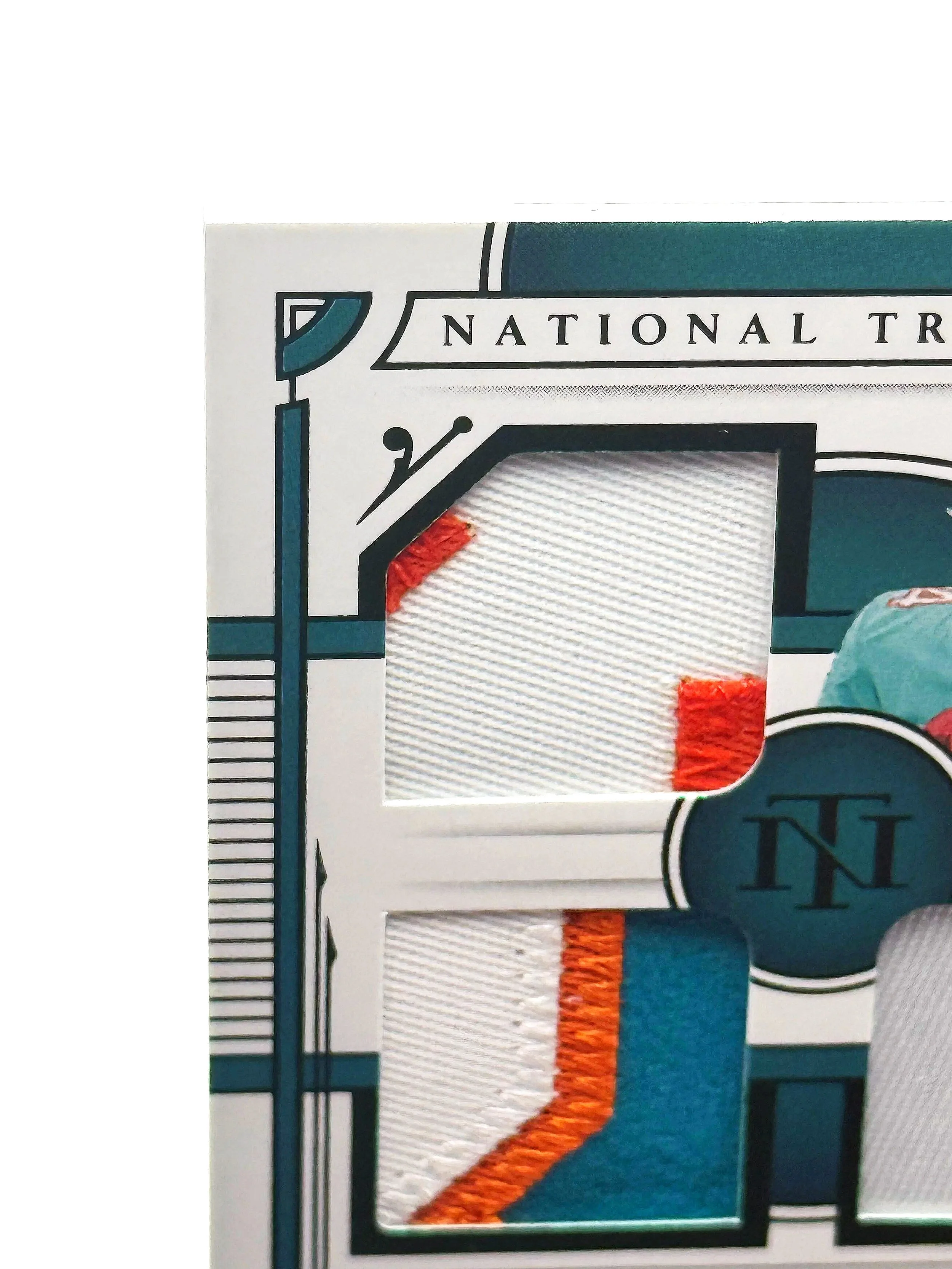 2025 National Treasures Quinn Ewers Rookie Materials Signatures /14 RPA #RMS-QES football card top left corner