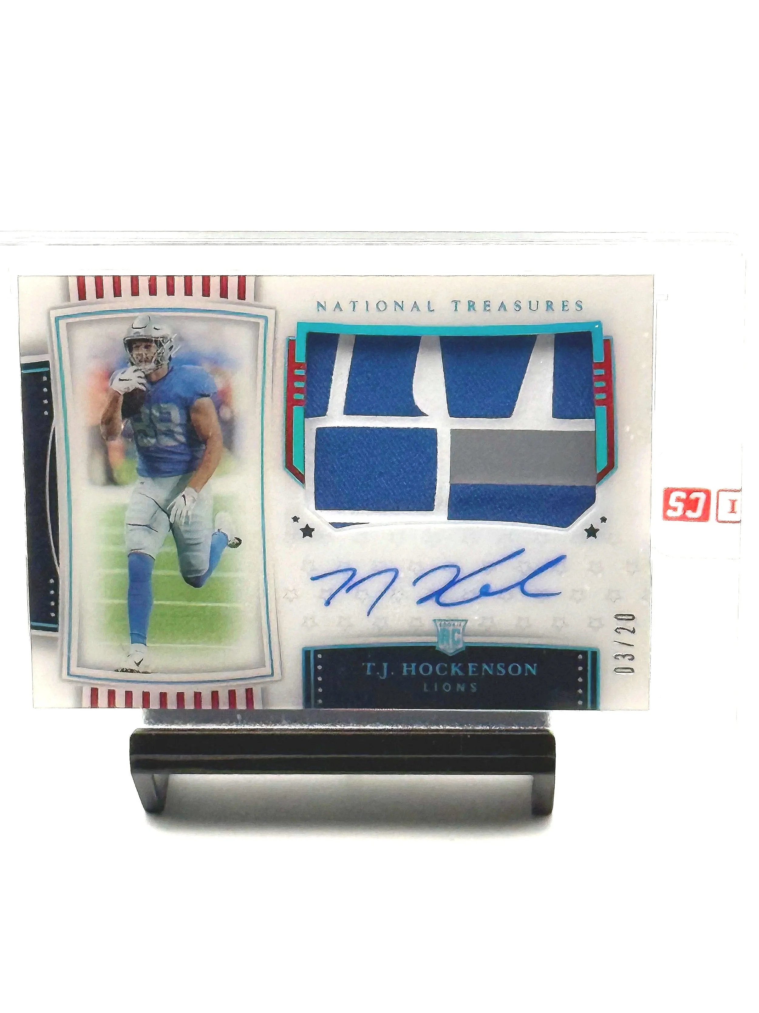 2020 National Treasures TJ Hockenson Stars & Stripes RPA /20 #179 Lions