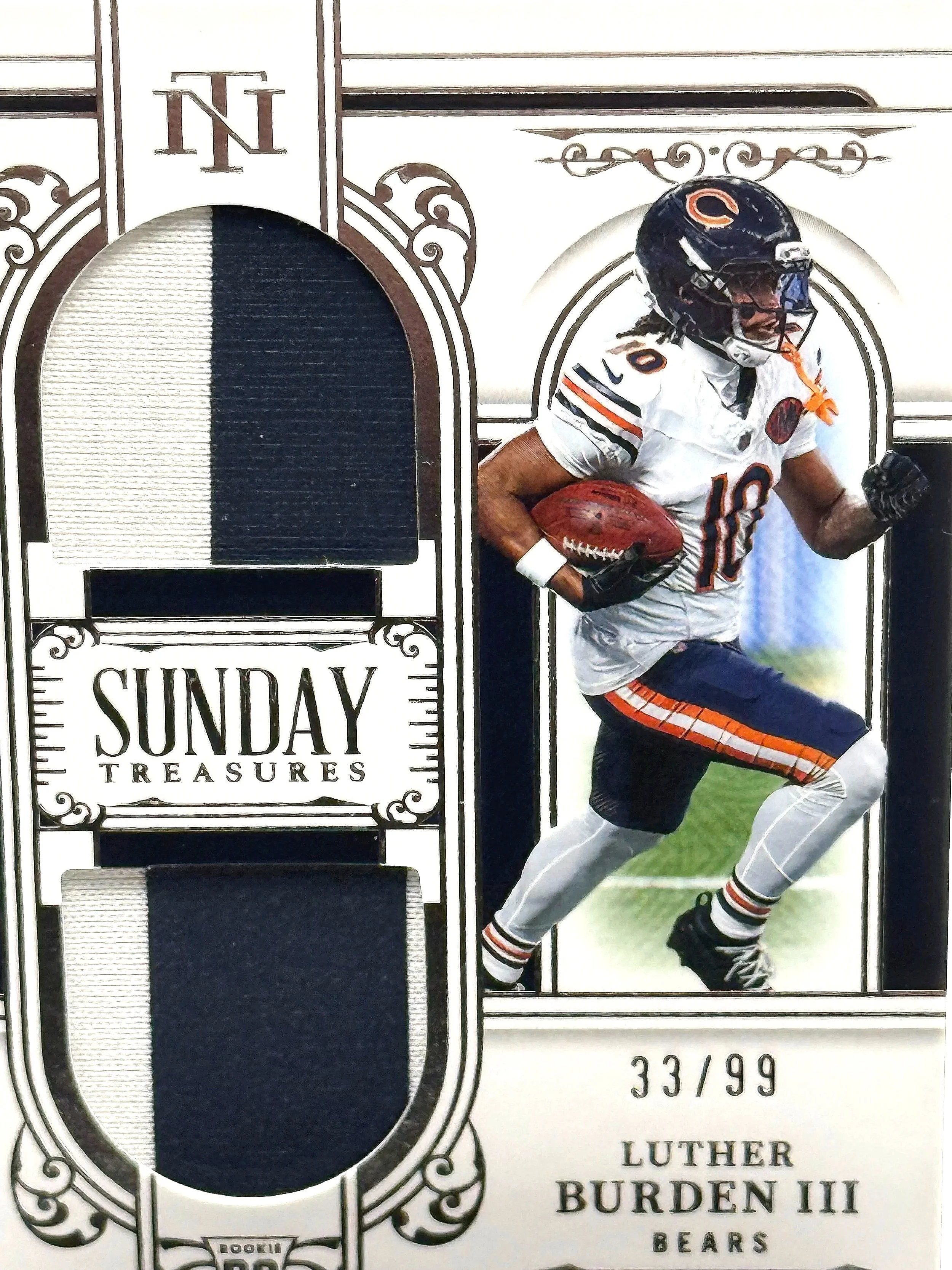 2025 National Treasures Luther Burden III Sunday Treasures Dual Patch RC #ST-LBN football card front detail