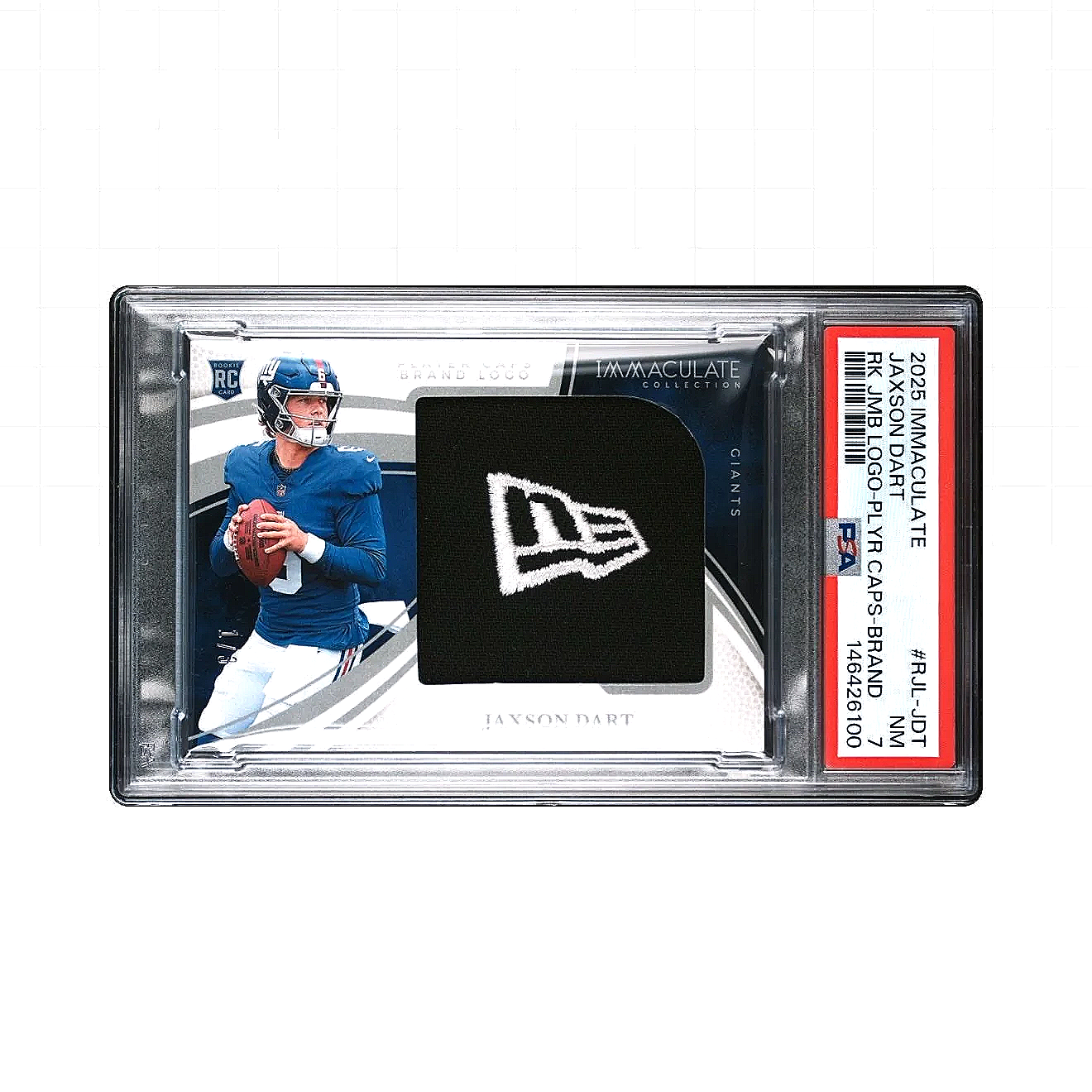 2025 Immaculate Jaxson Dart Rookie Jumbo Logo Player Caps /3 #RJL-JDT PSA7