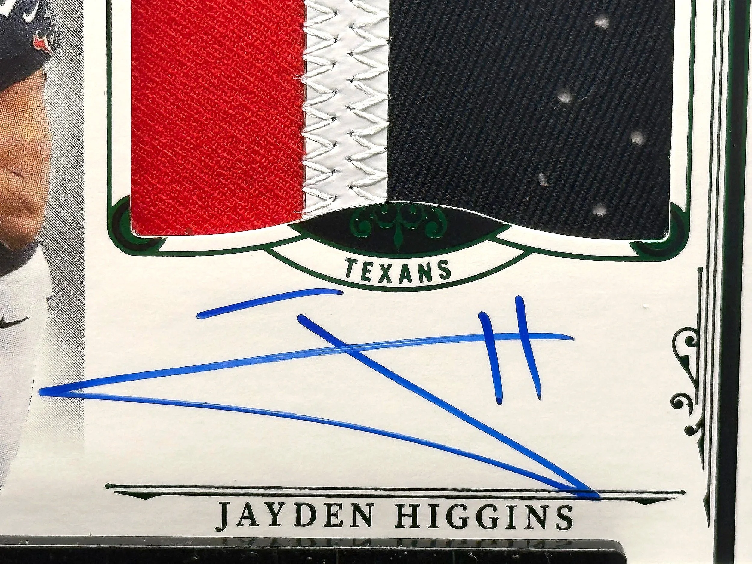2025 National Treasures Jayden Higgins Rookie Patch Auto NT RPA #172 Texans football card auto detail