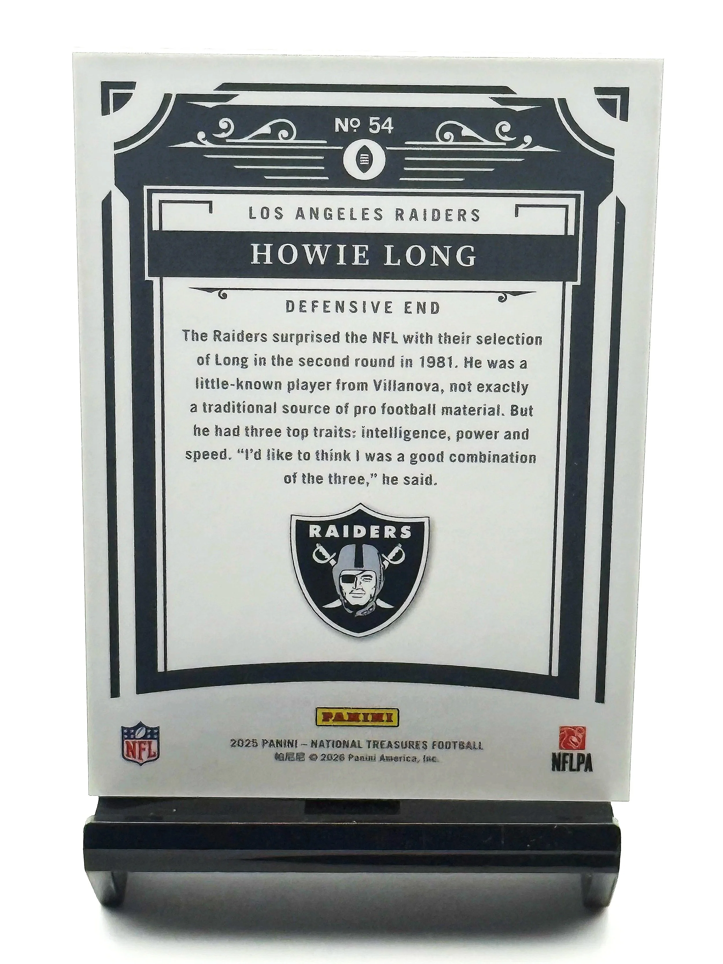 2025 National Treasures LA Raiders Howie Long NT #54 /20 football card back