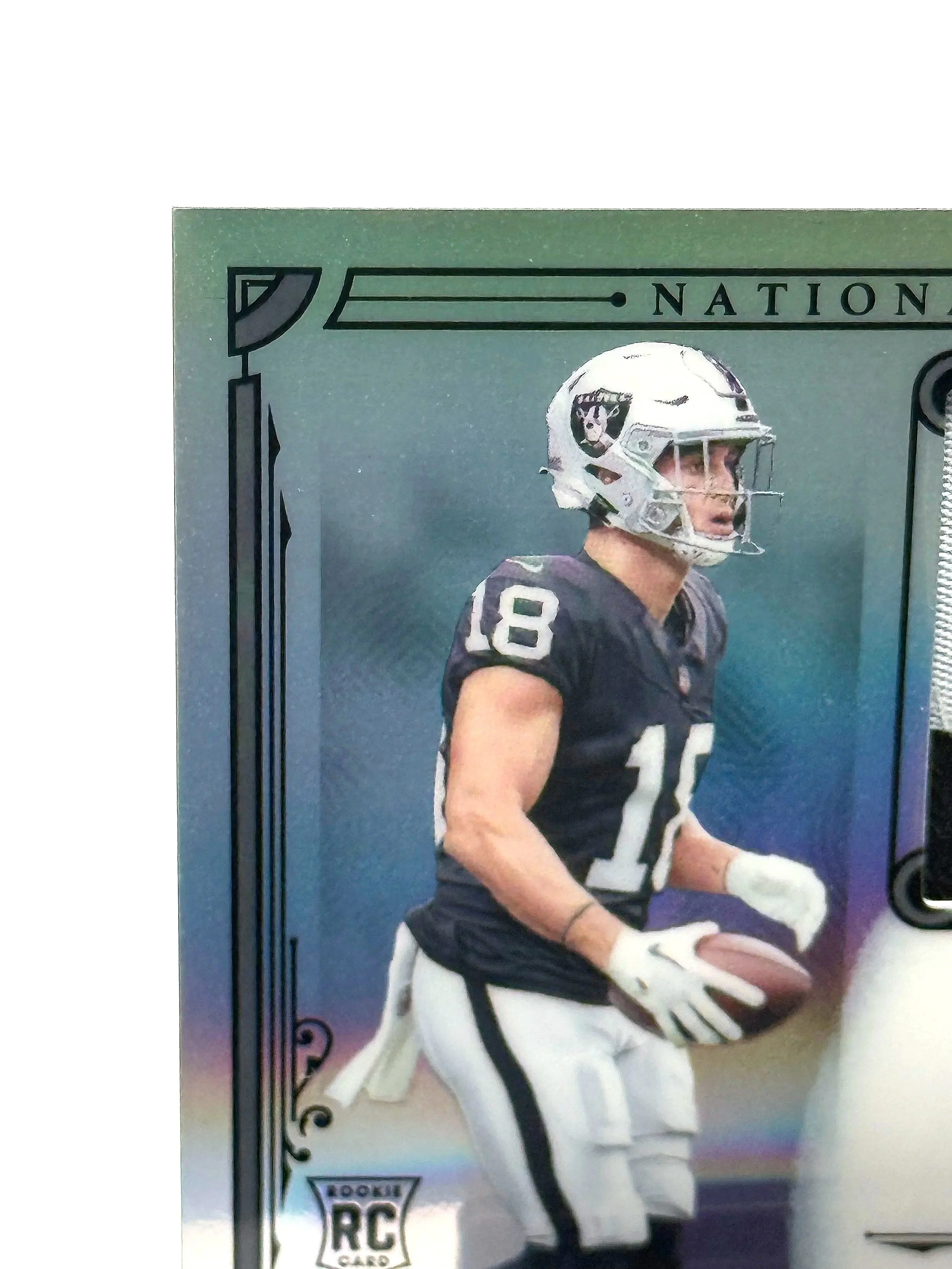 2025 National Treasures Jack Beck Prizm Rookie Patch Auto RPA /35 #177 - Raiders Football Card Top Left Corner