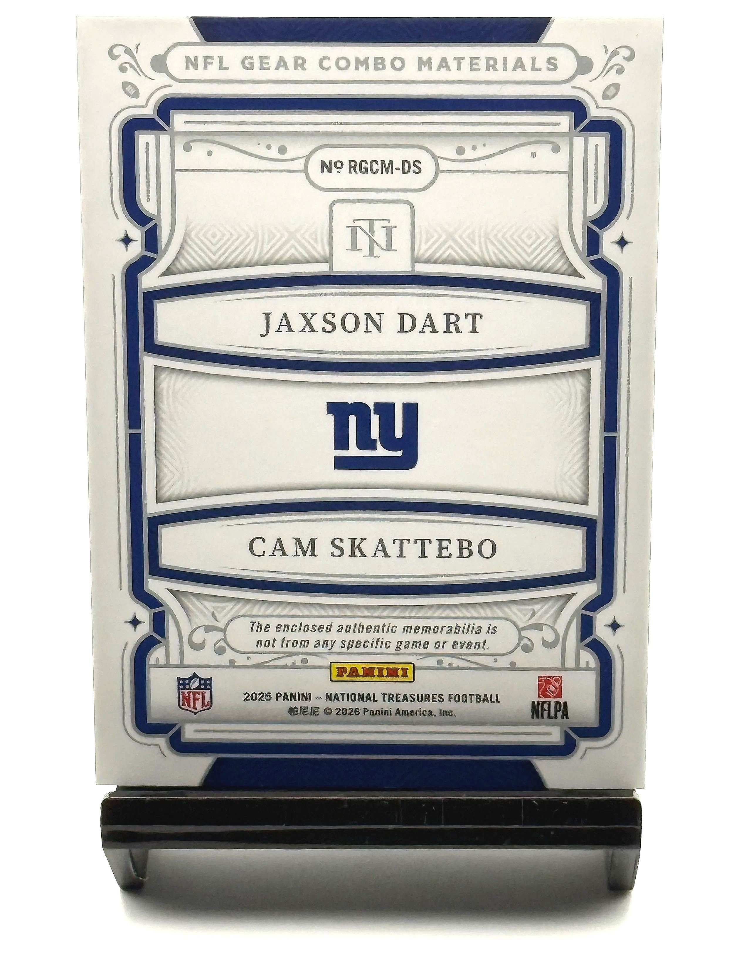 2025 National Treasures Dart / Skattebo NFL Gear Materials Dual Patch #RGCM-DS football card back