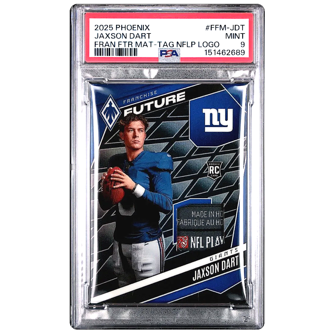 2025 Phoenix Jaxson Dart Franchise Futures Materials NFLPA Logo /2 Giants - PSA9