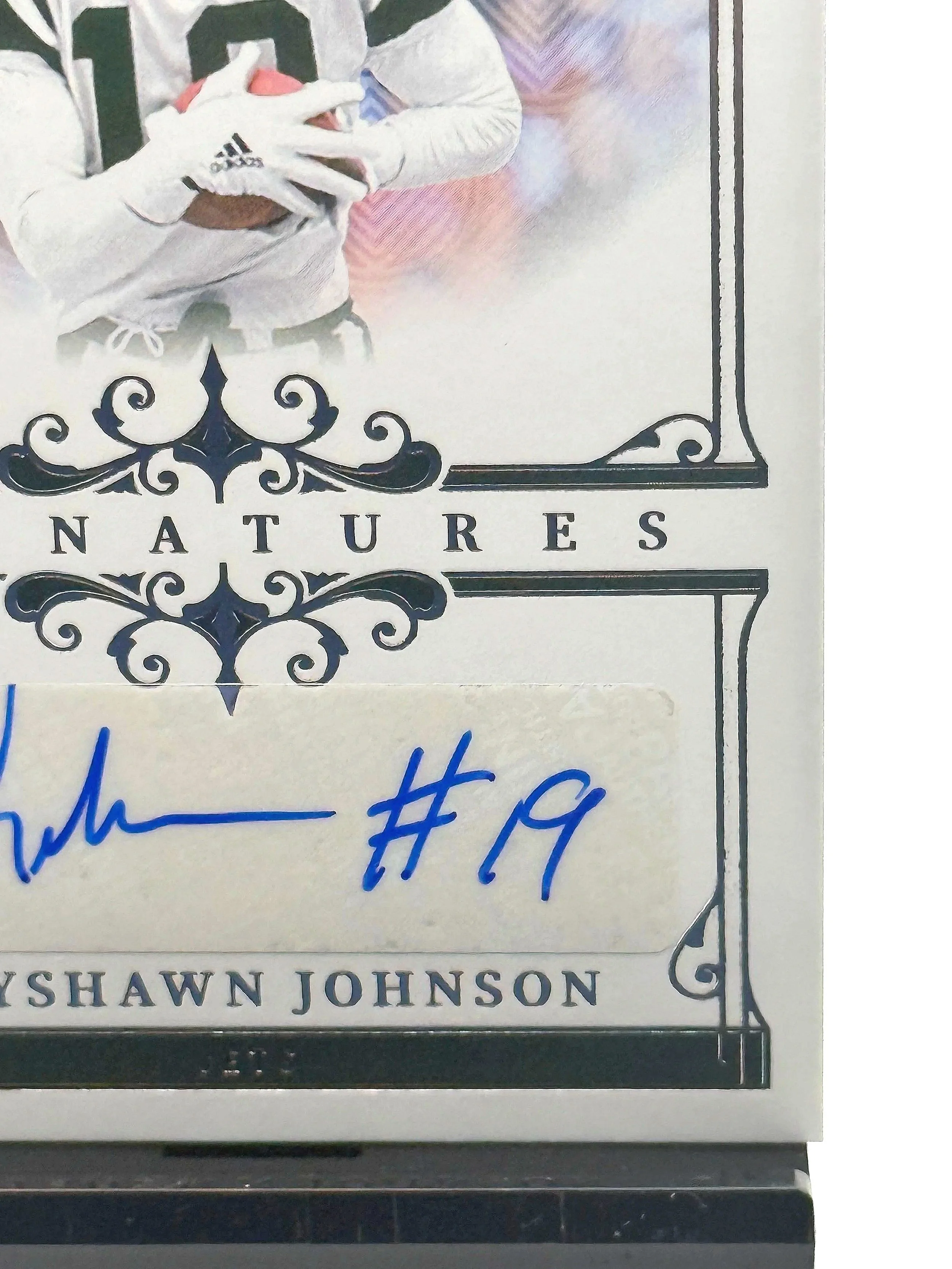 2025 National Treasures Keyshawn Johnson Signatures NT #SIG-KJN - Jets football card bottom right corner