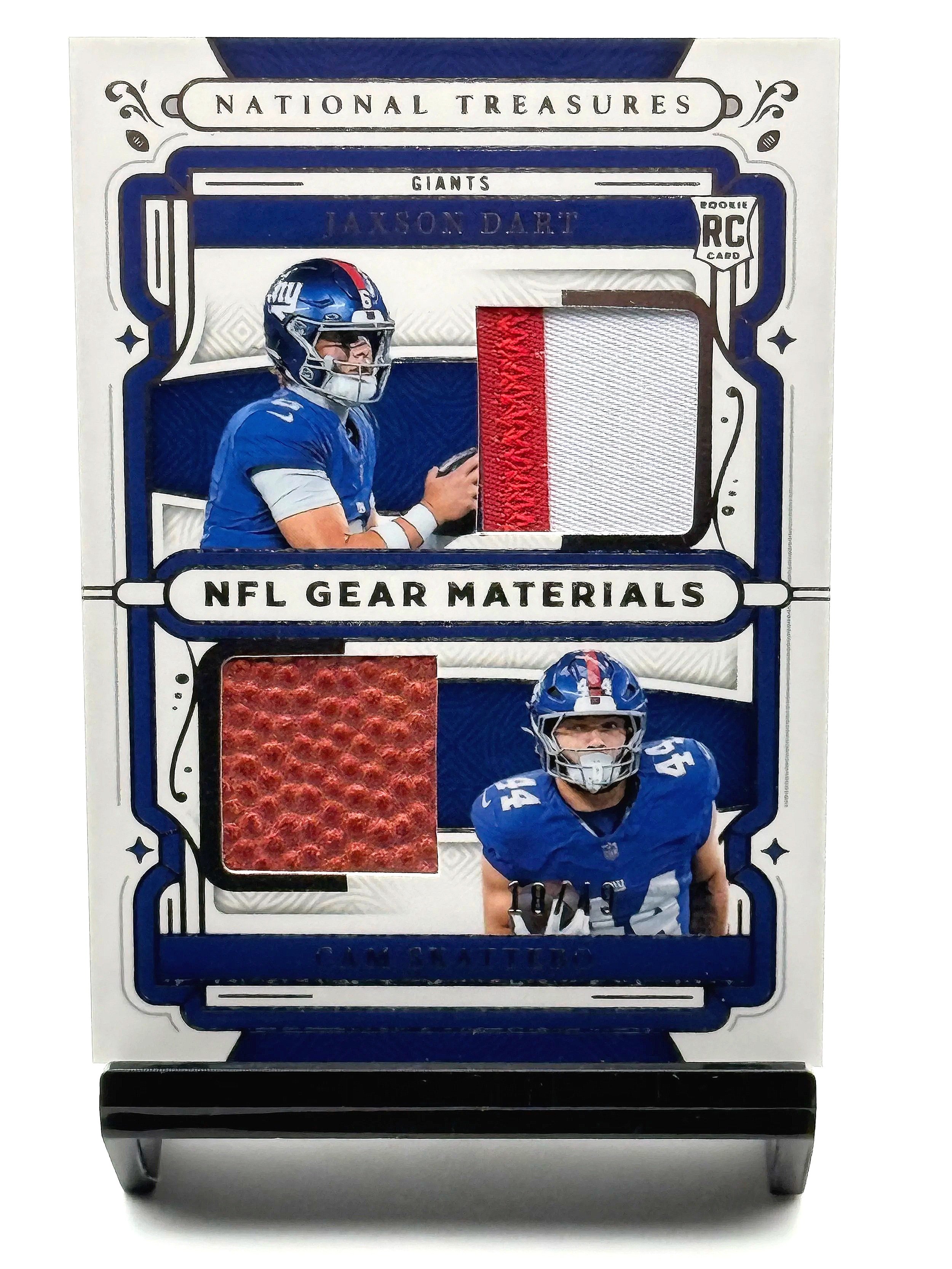 2025 National Treasures Dart / Skattebo NFL Gear Materials Dual Patch #RGCM-DS football card front