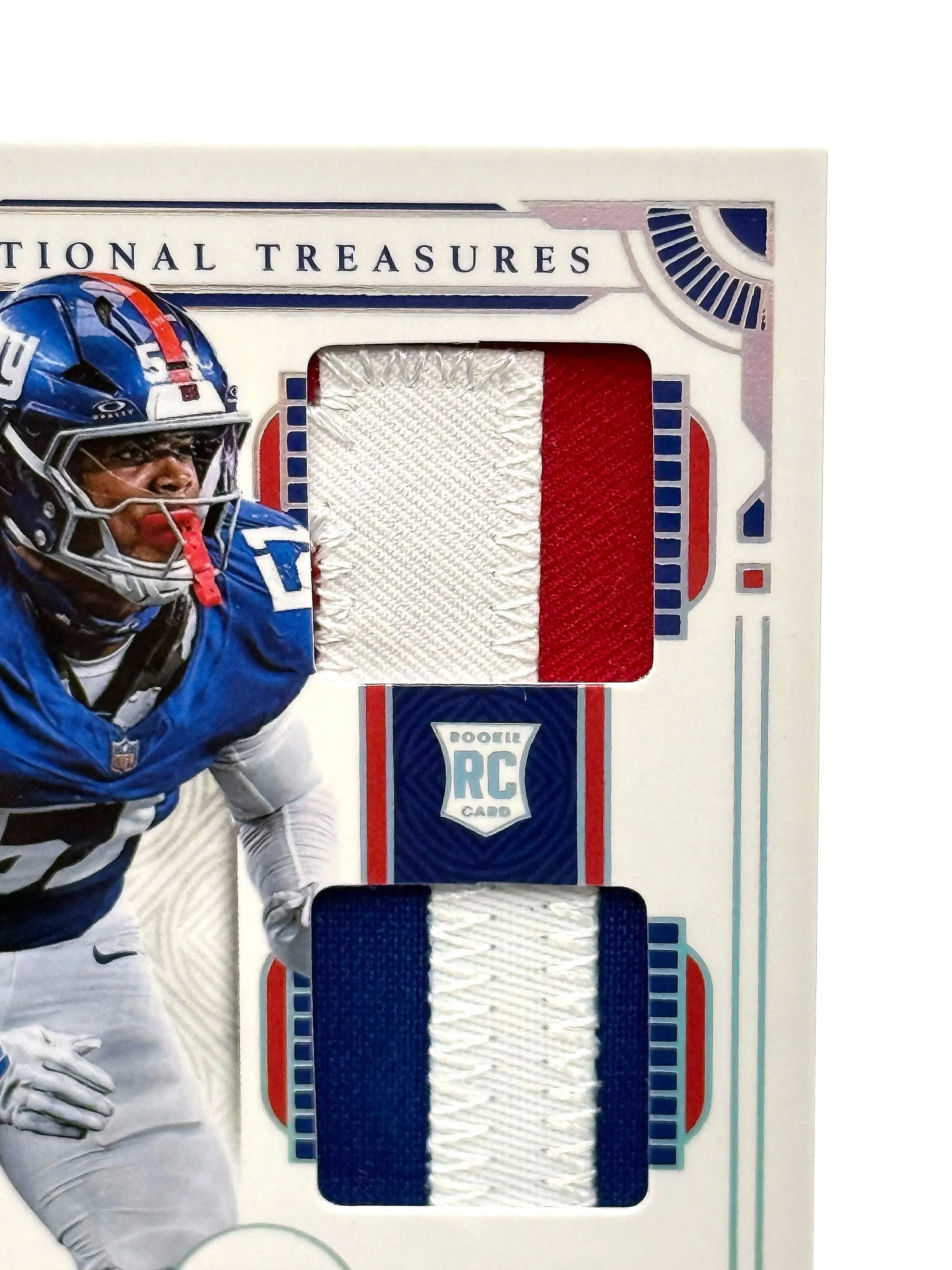 2025 National Treasures Abdul Carter Rookie Dual Patch Purple RC #/25 Giants Football Card Top Right Corner