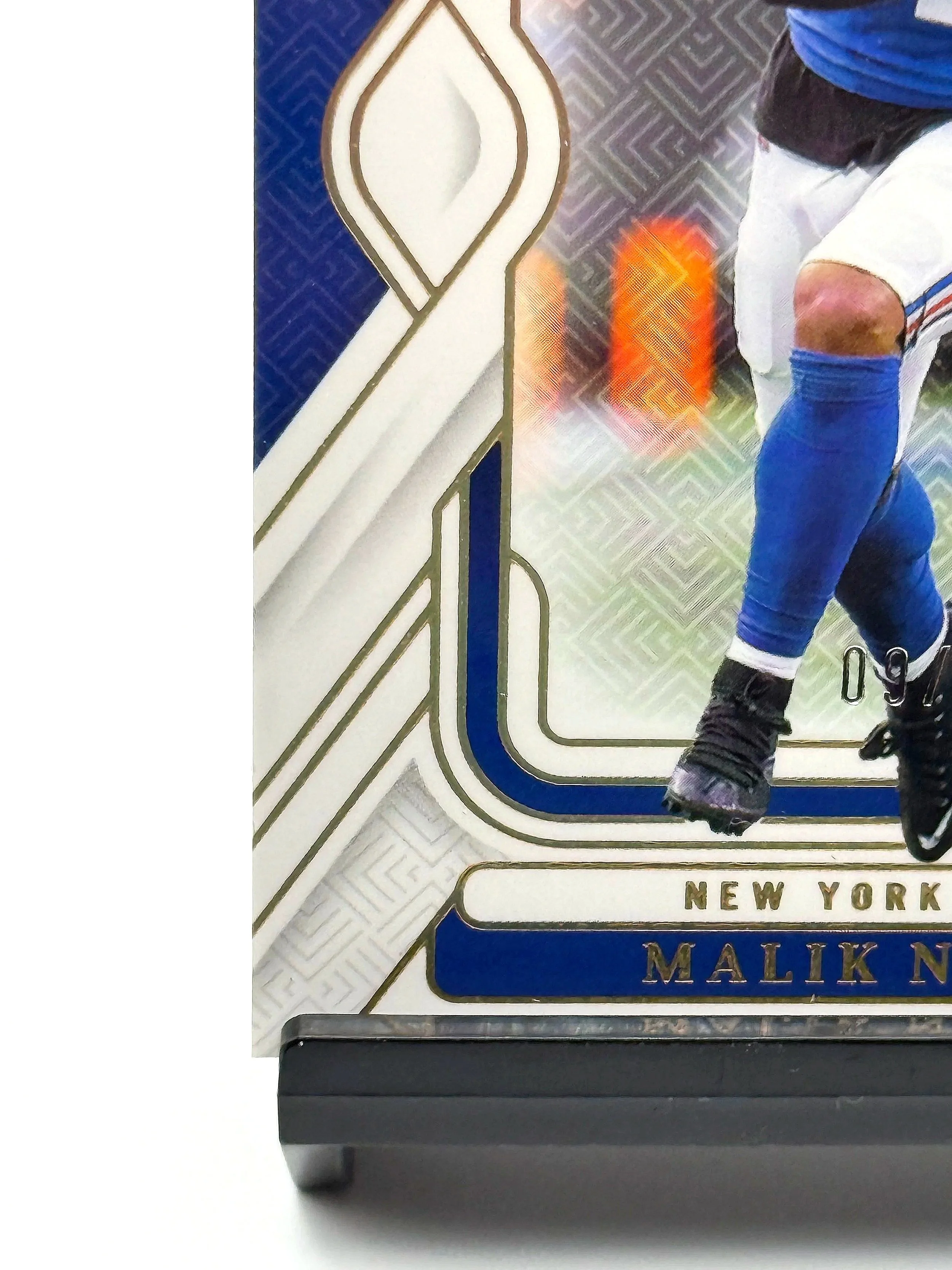 2024 National Treasures Malik Nabers Holo Gold Rookie #73 /15 Giants Football Card Bottom Left Corner