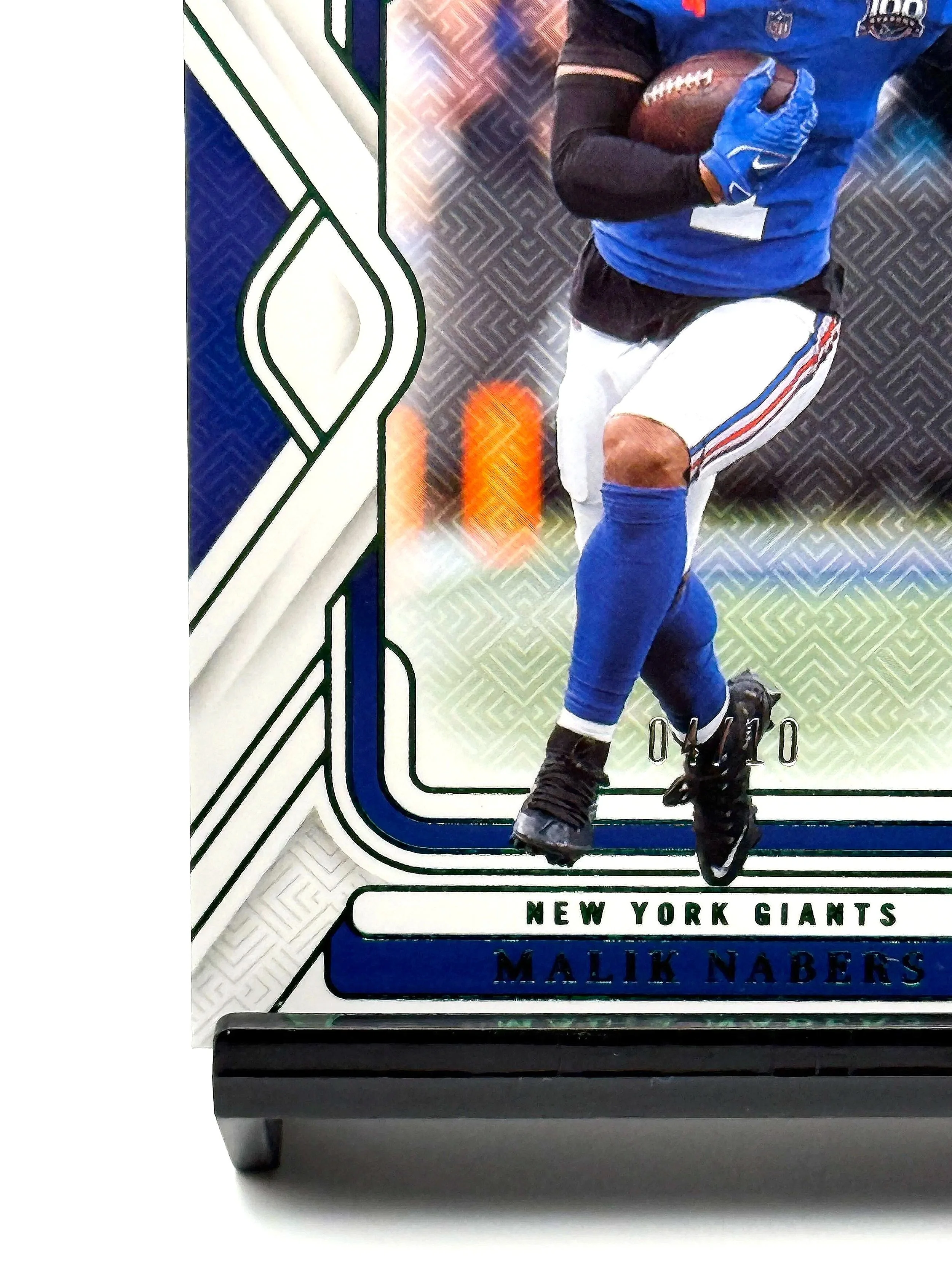 2024 National Treasures Malik Nabers Emerald Rookie #73 /10 Giants Football Card Bottom Left Corner