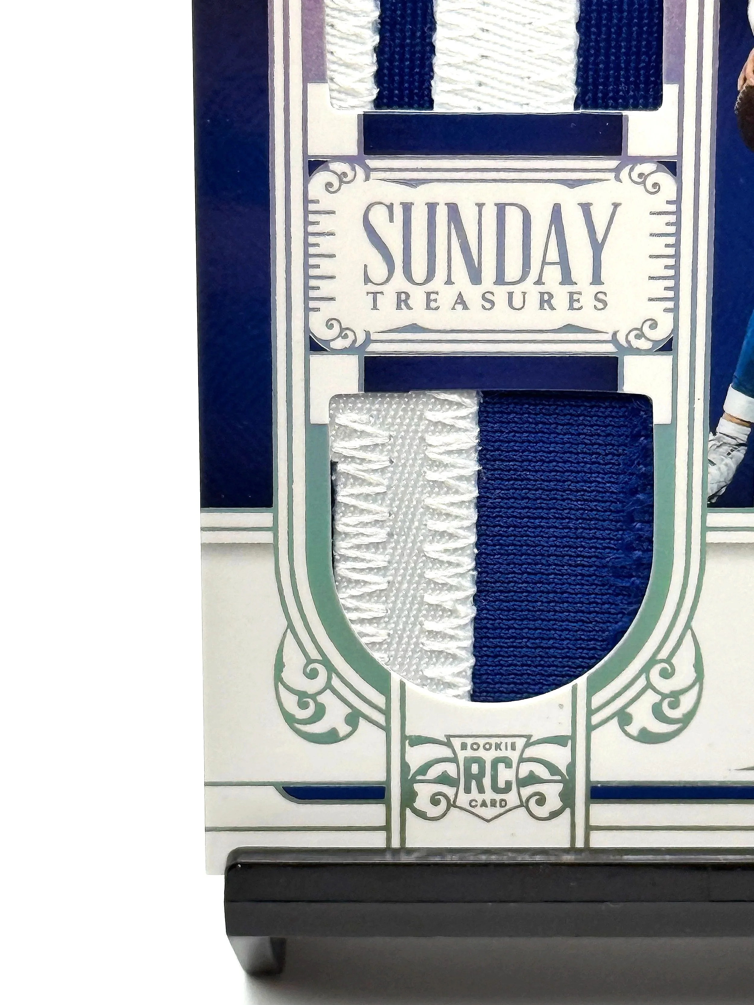 2025 National Treasures Jaxson Dart Dual Patch Holo Silver Rookie /25 Giants Football Card Bottom Left Corner