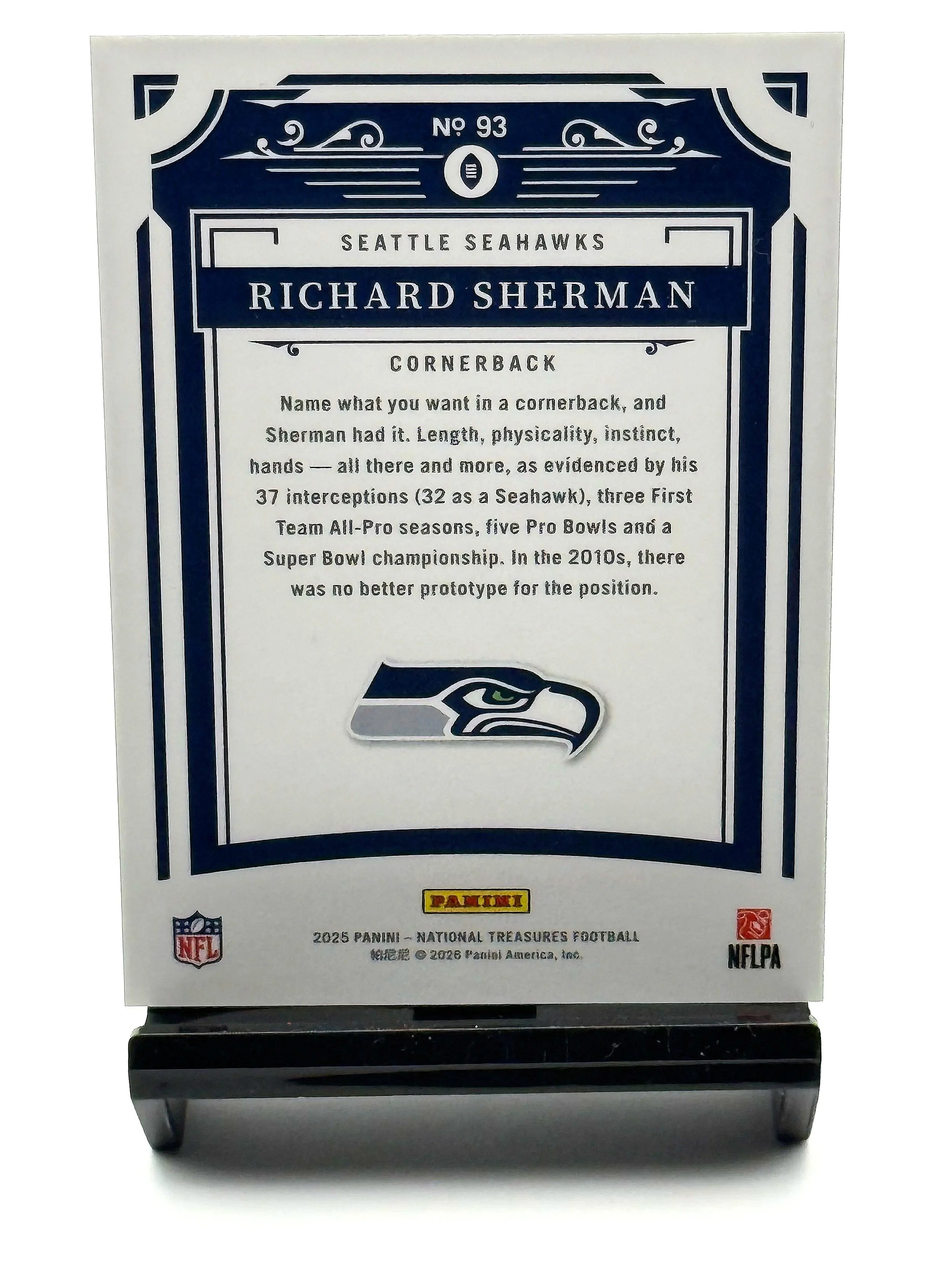 2025 National Treasures Richard Sherman /35 Seahawks football card back