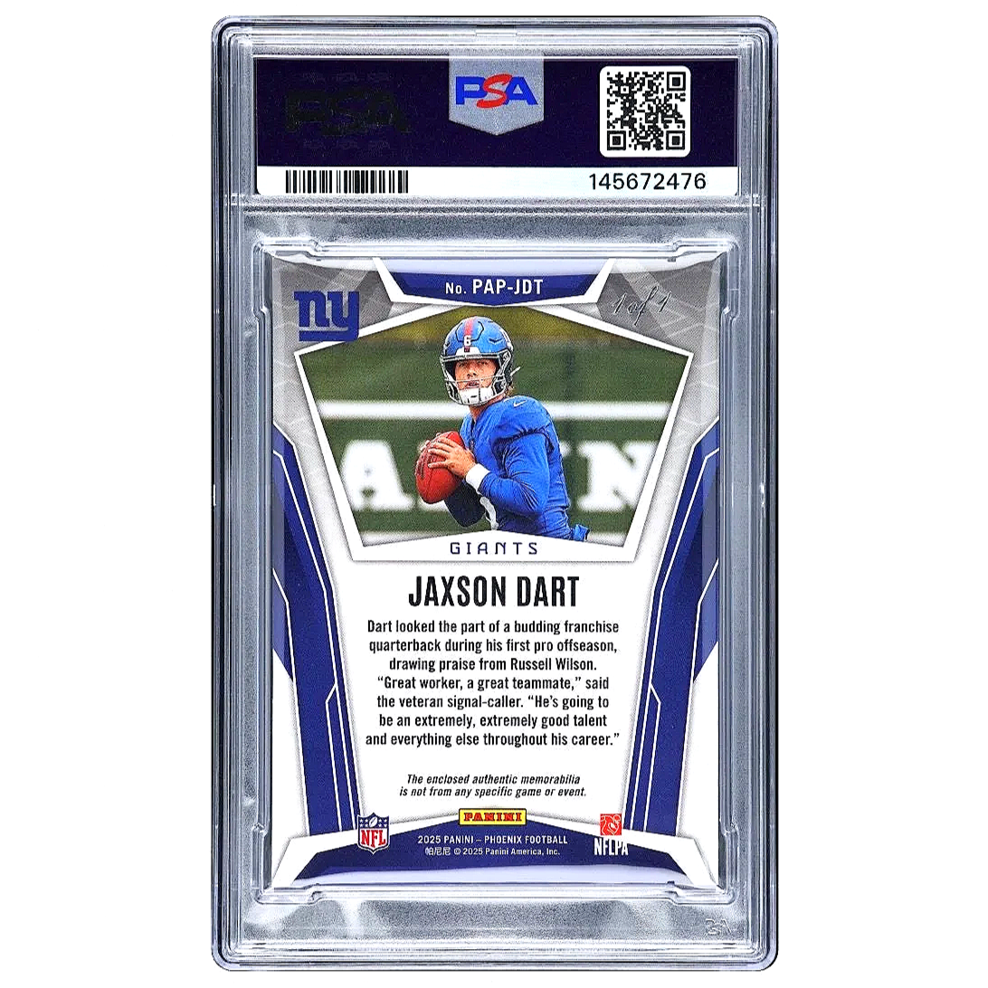 2025 Phoenix Jaxson Dart Pandora Patch-NFL Shield 1/1 football card back