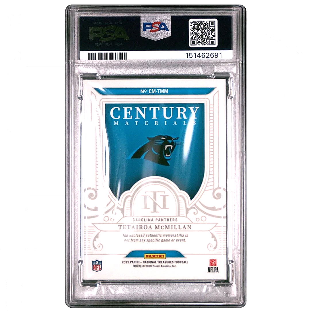 2025 National Treasures Tetairoa McMillan Century Materials Gold /49 #RMAQ-THM Football Card Back