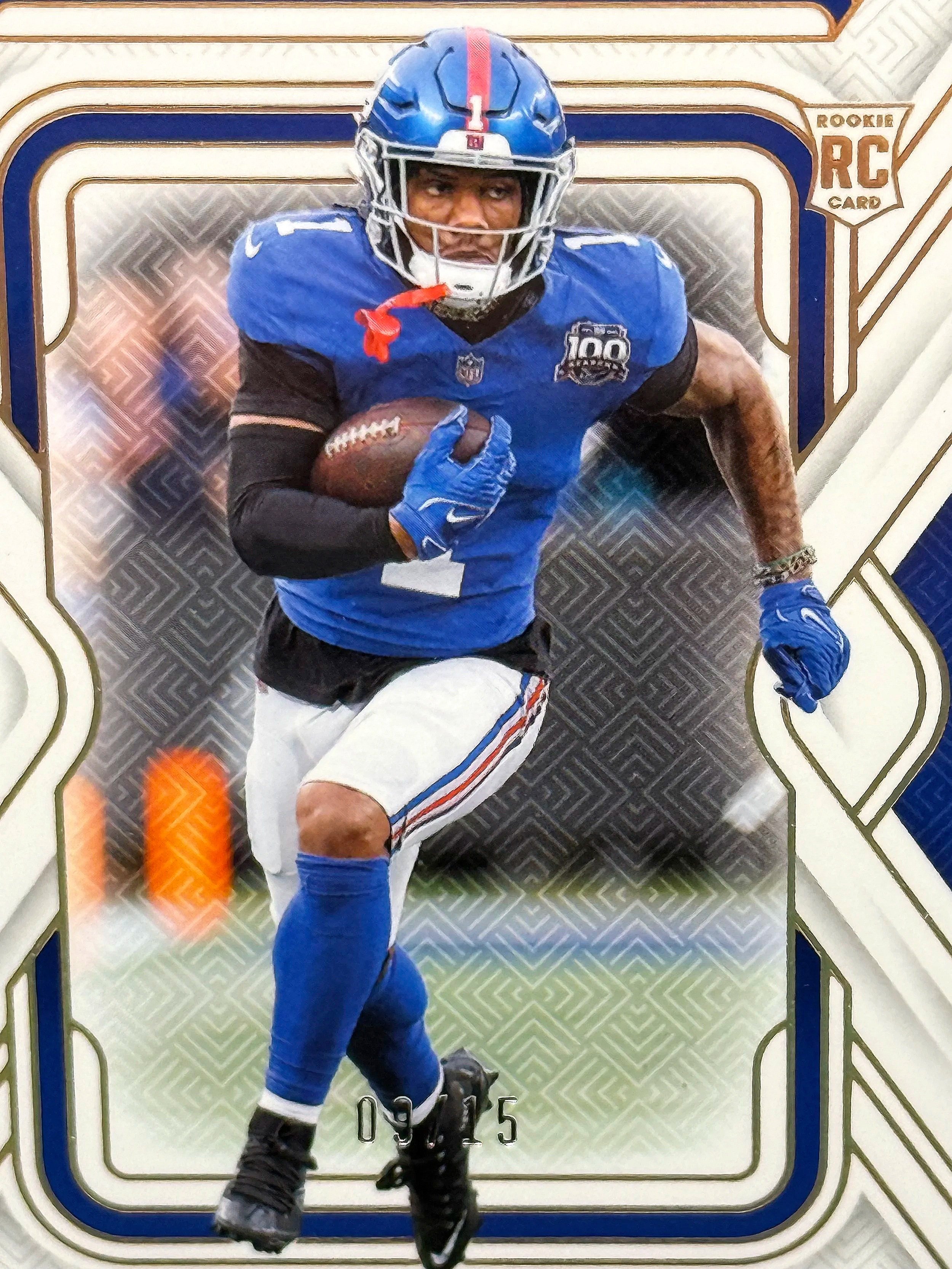 2024 National Treasures Malik Nabers Holo Gold Rookie #73 /15 Giants Football Card Front Detail