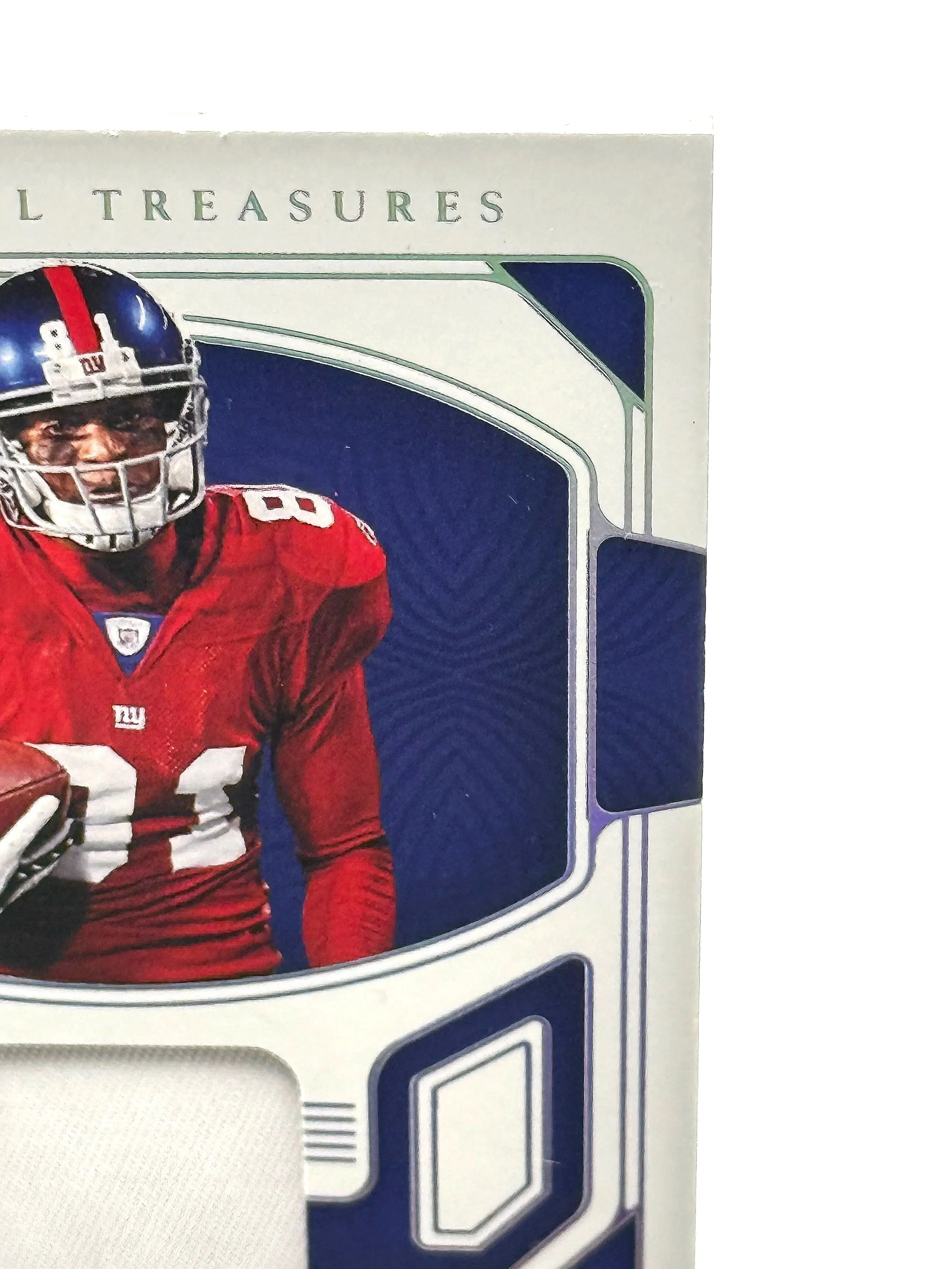 2022 National Treasures Amani Toomer Game Gear Game-Worn Patch /25 #GTE-ATO football card top right corner