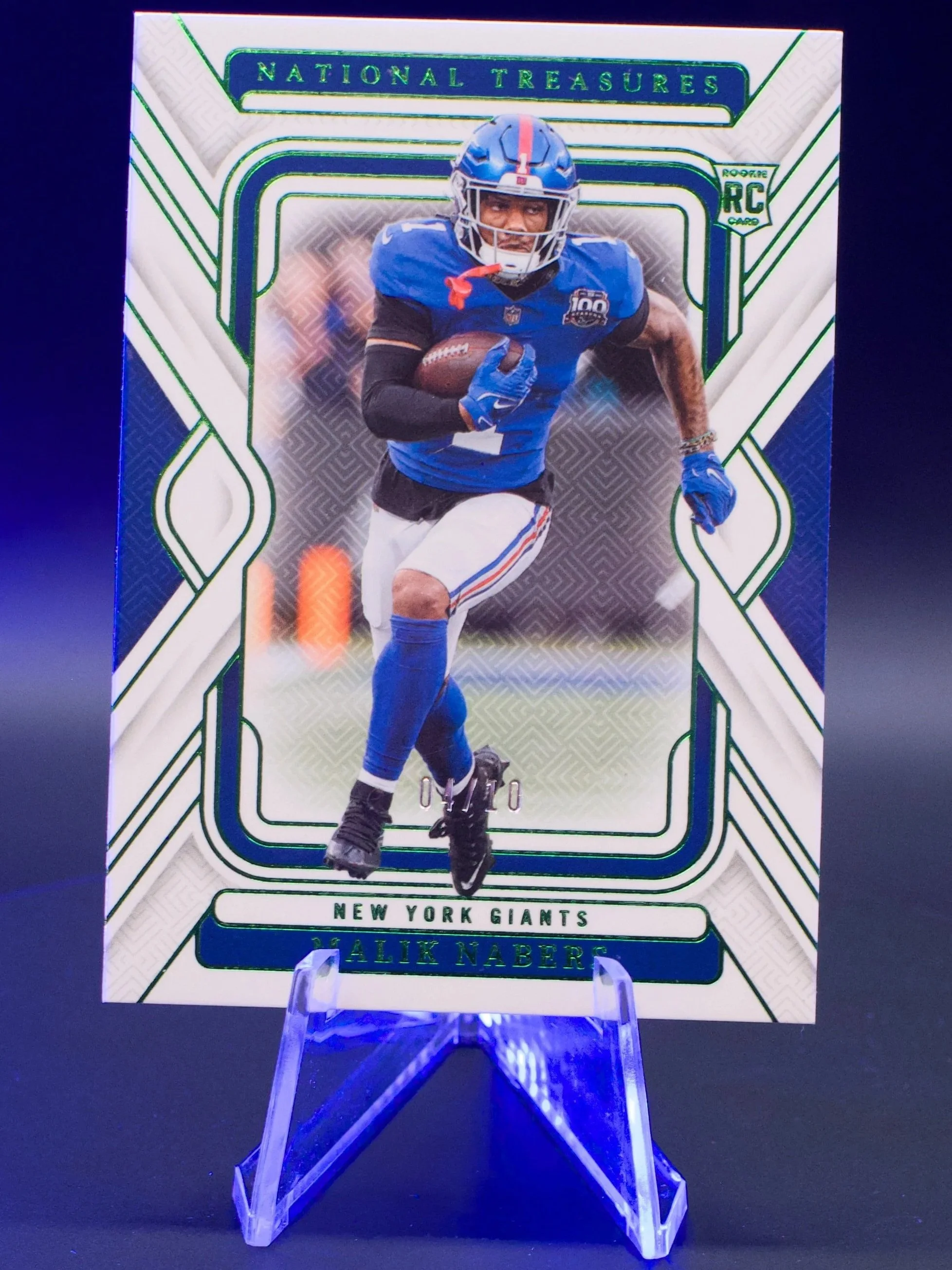 2024 National Treasures Malik Nabers Emerald Rookie #73 /10 Giants