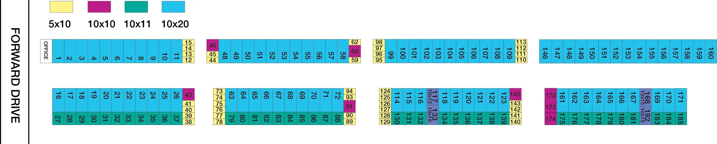 Storage Brothers Madison units layout by number