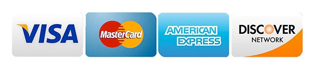 Accepted credit cards Visa, MasterCard, AmEx, Discover