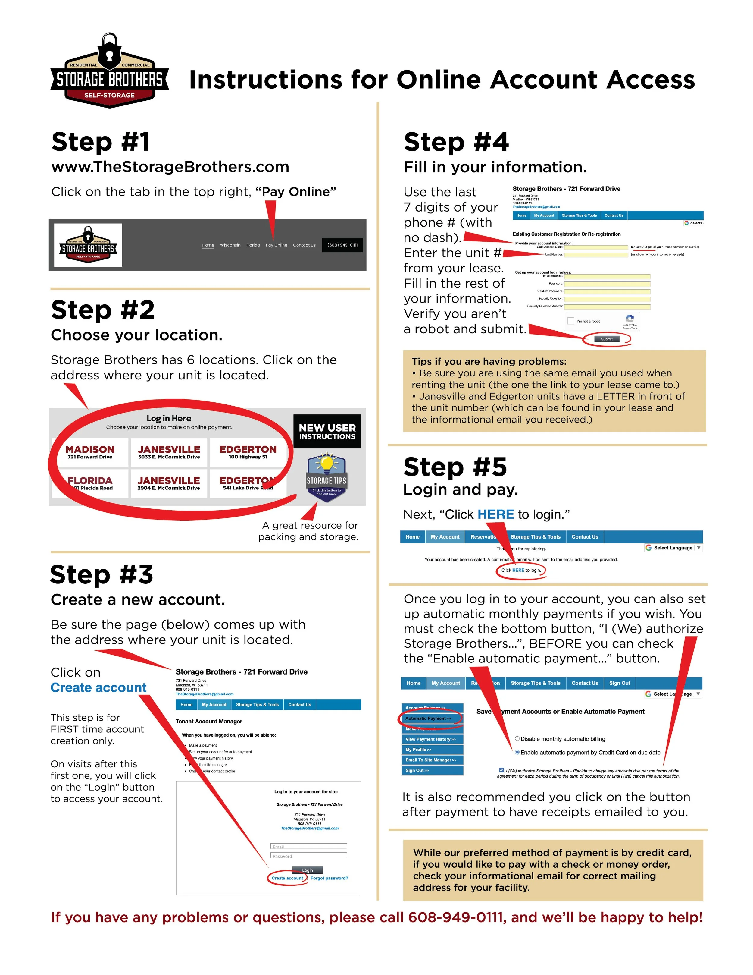 Storabe Brothers online payment instructions