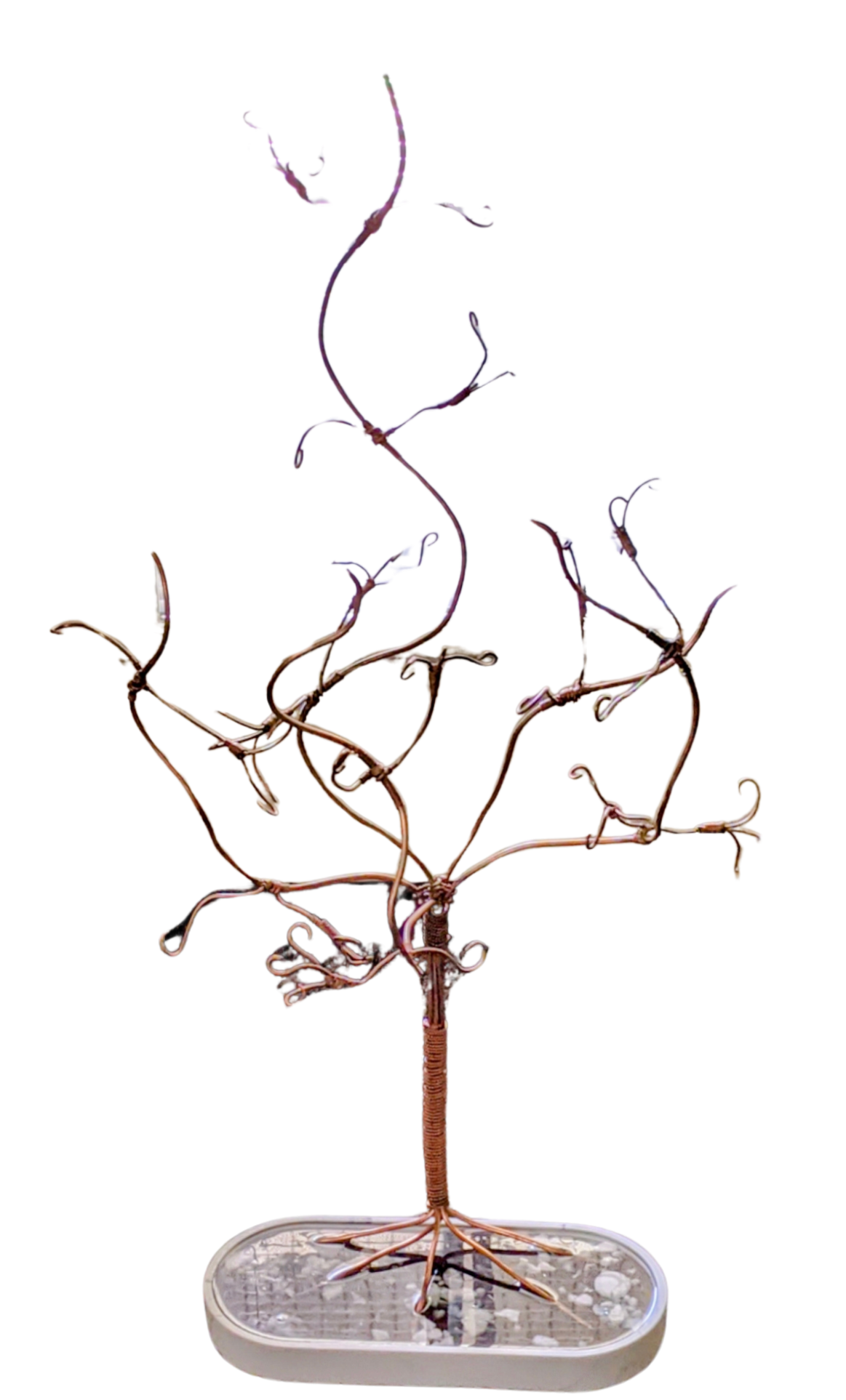 Custom Copper Wire Display Tree
This one-of-a-kind custom display tree was handcrafted for a special client. Sculpted from copper wire into graceful, organic branches that twist and reach upward, it creates a natural, artistic framework perfect for h