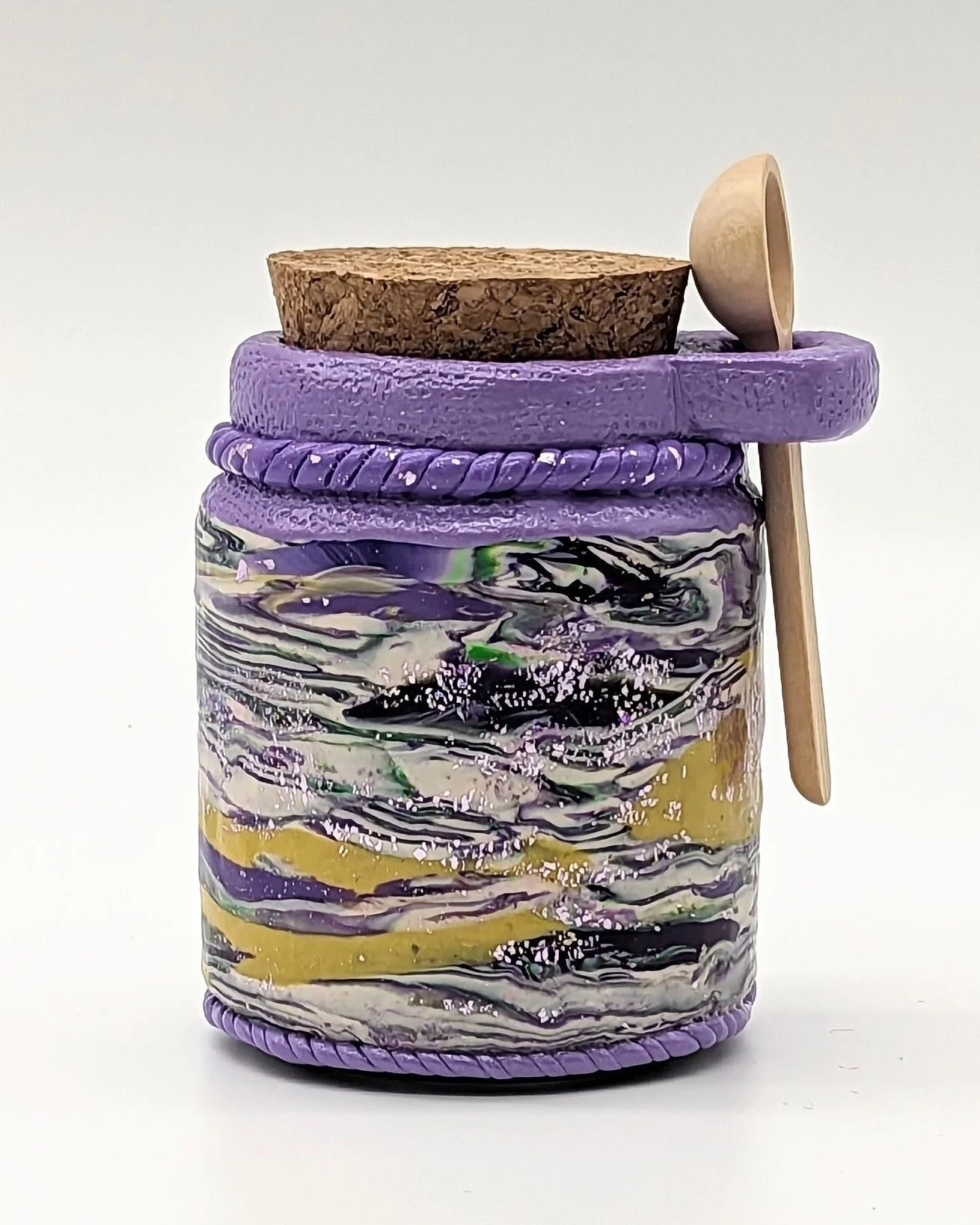 Mardi Gras Honey Jar– Swirling Carnival Colors