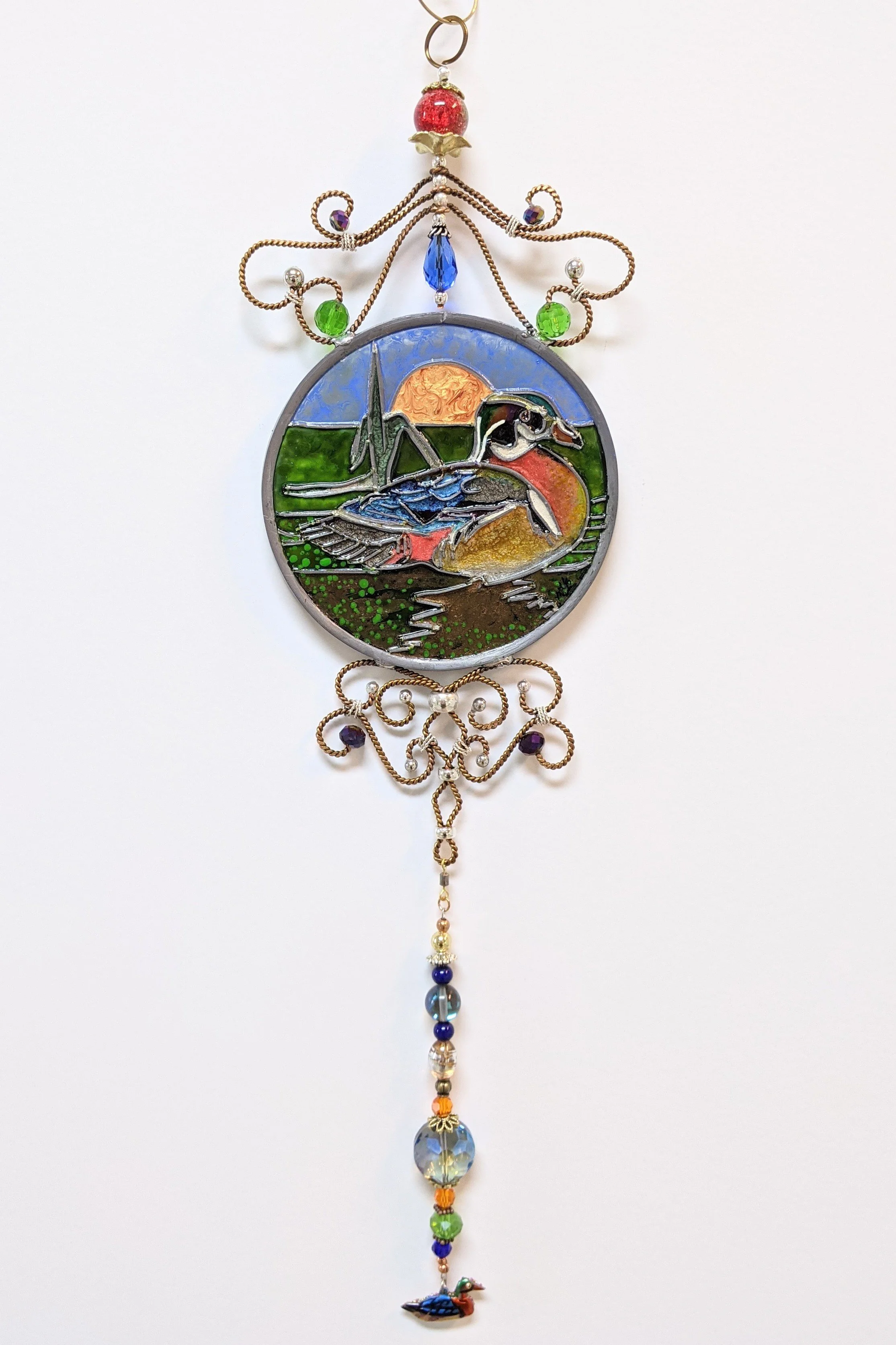 Wood Duck Illusion Glass - Pond Visitor in Painted Reeds