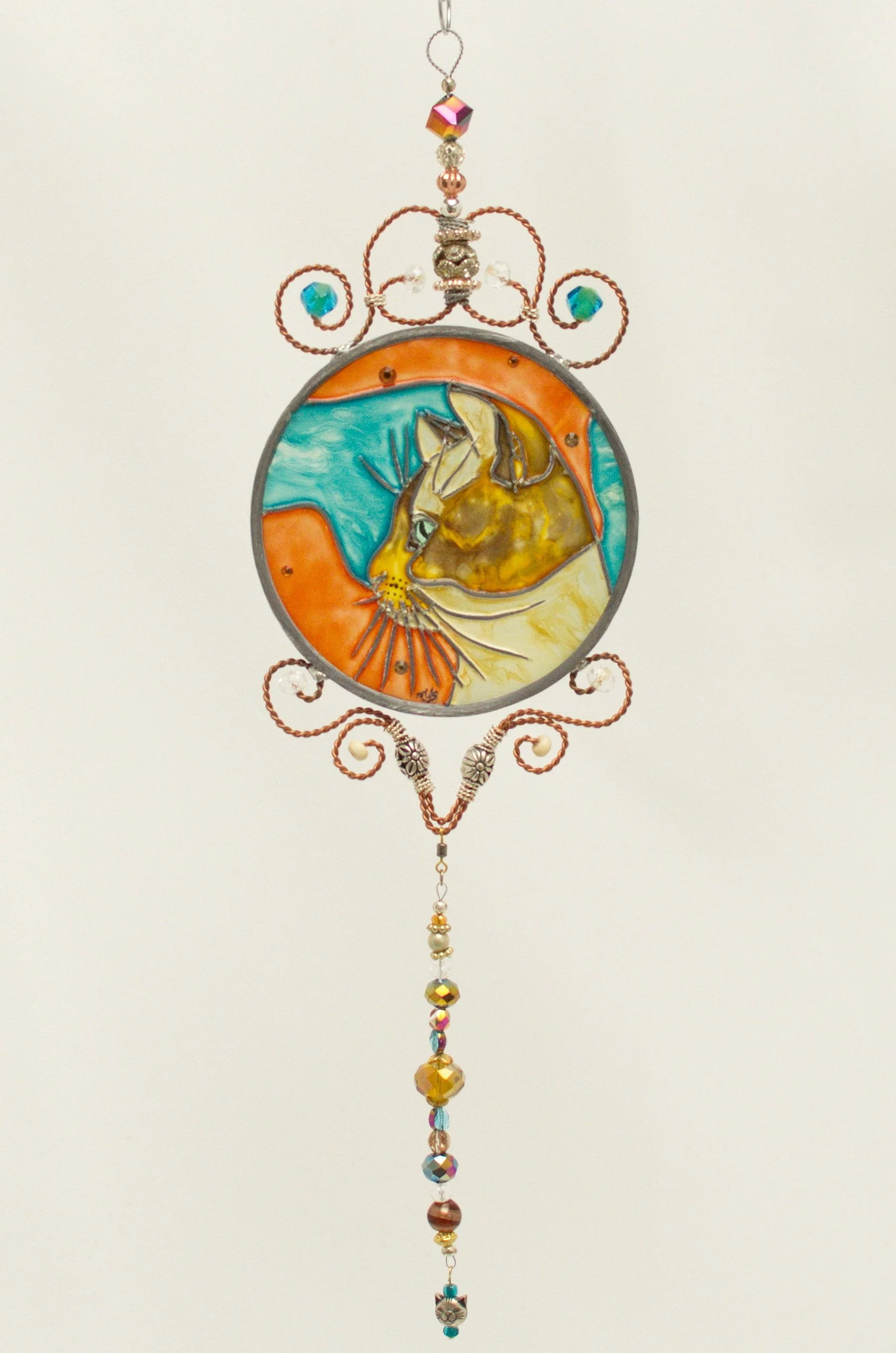 Calico Cat Illusion Glass - Patchwork Grace in Painted Glow