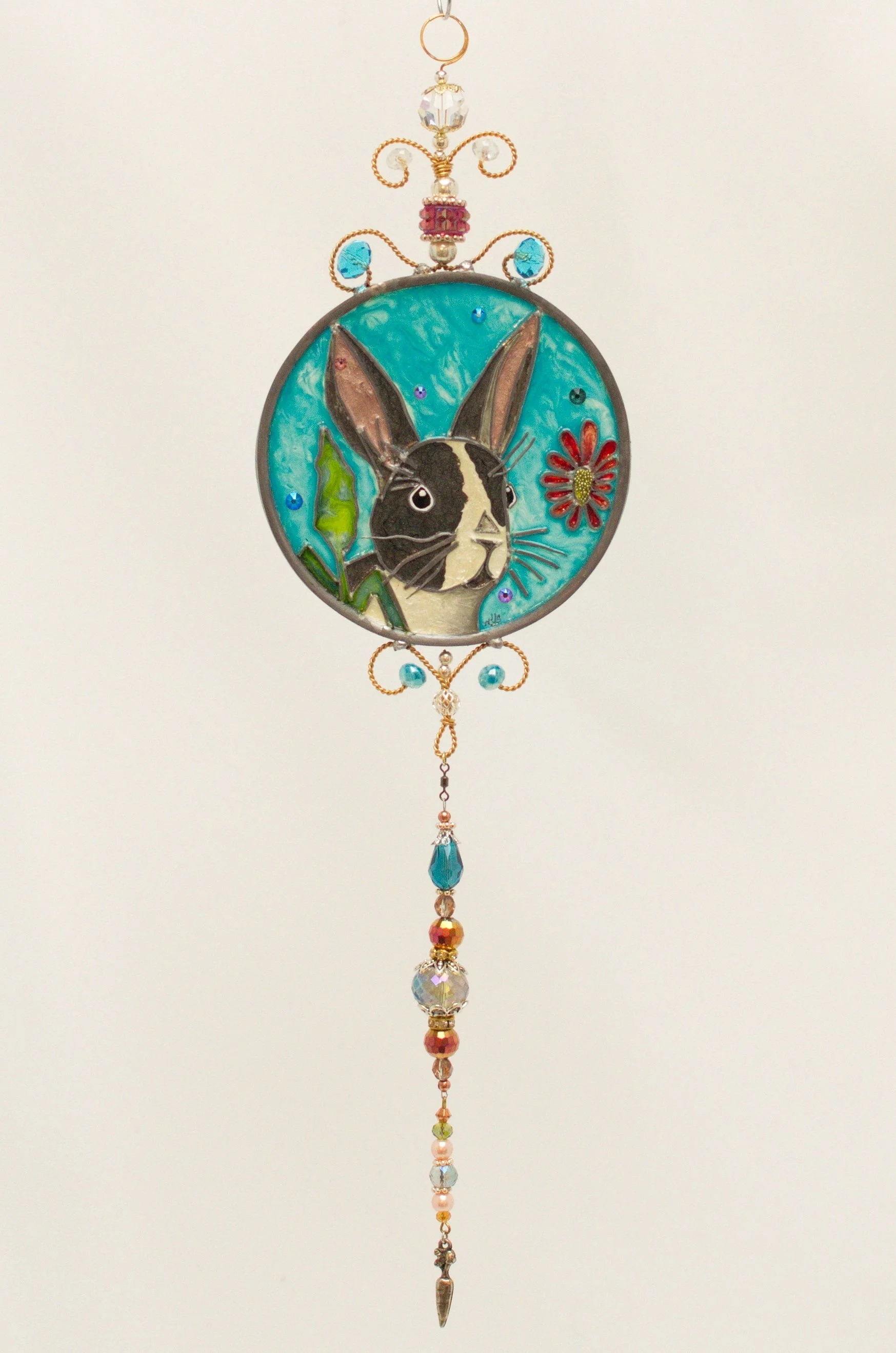 Black & White Bunny Illusion Glass - Whimsy in Painted Contrast