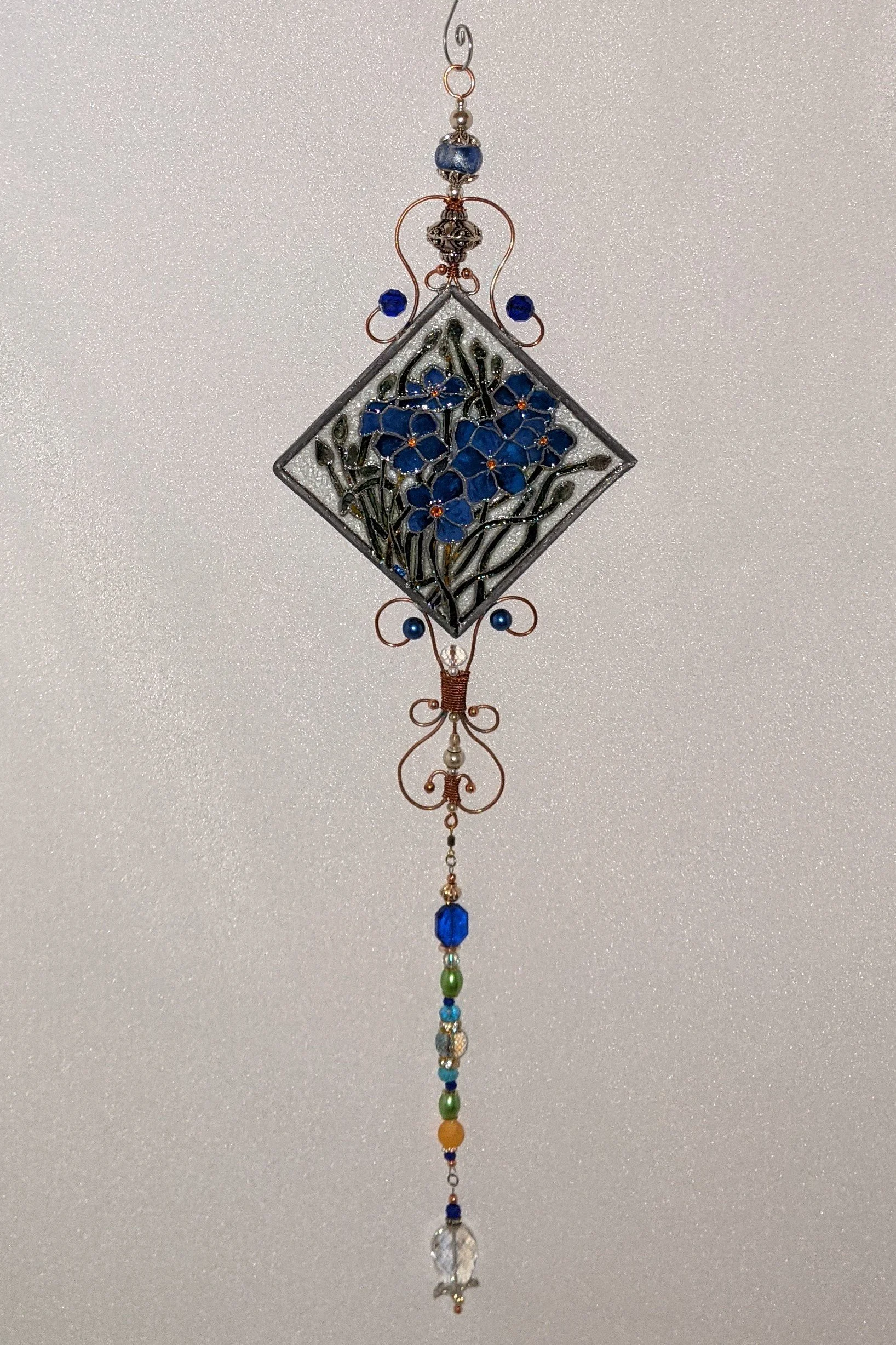 Forget-Me-Nots Illusion Glass - Memory in Painted Blue