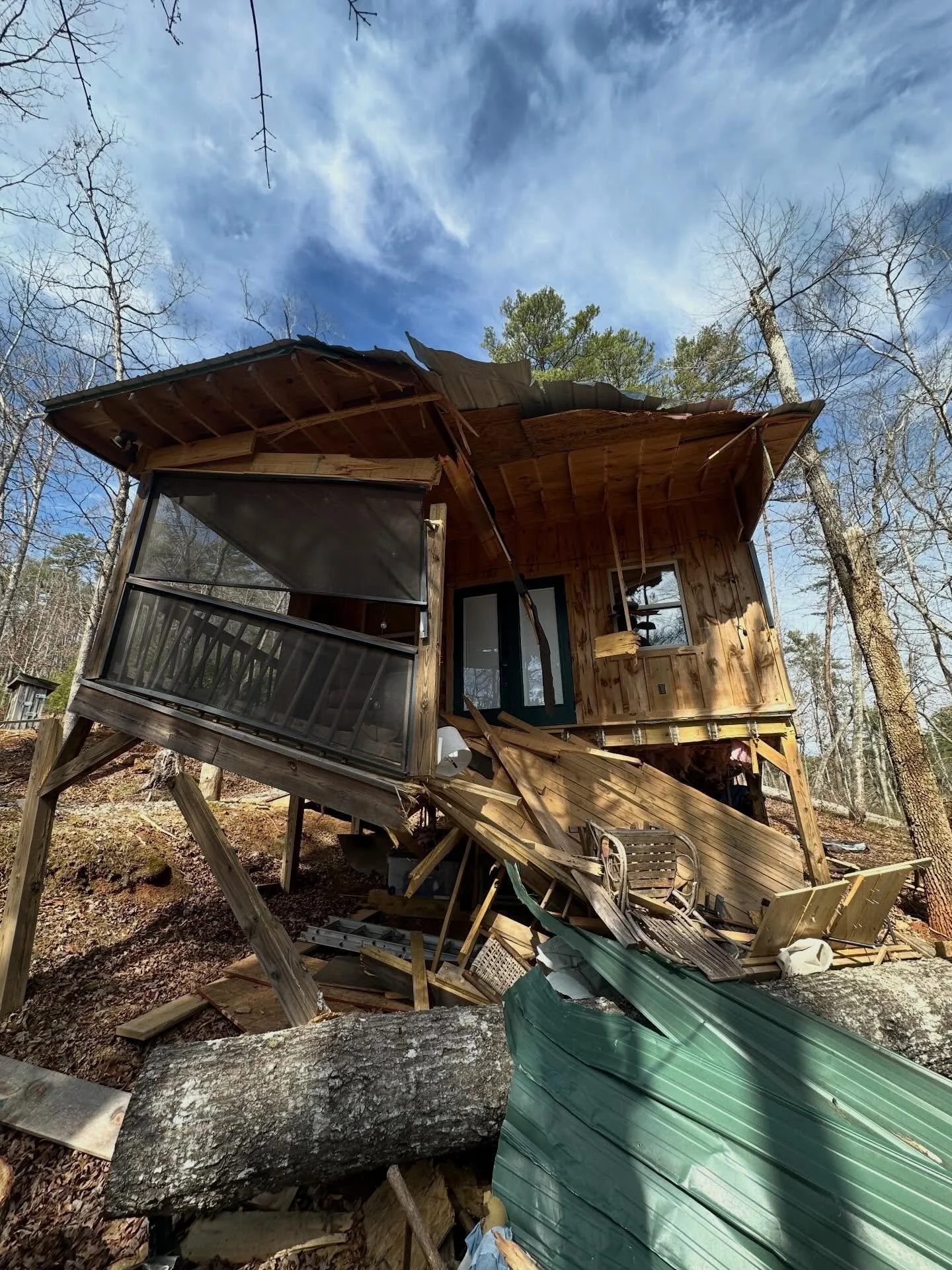 Porch repair after Helene destruction