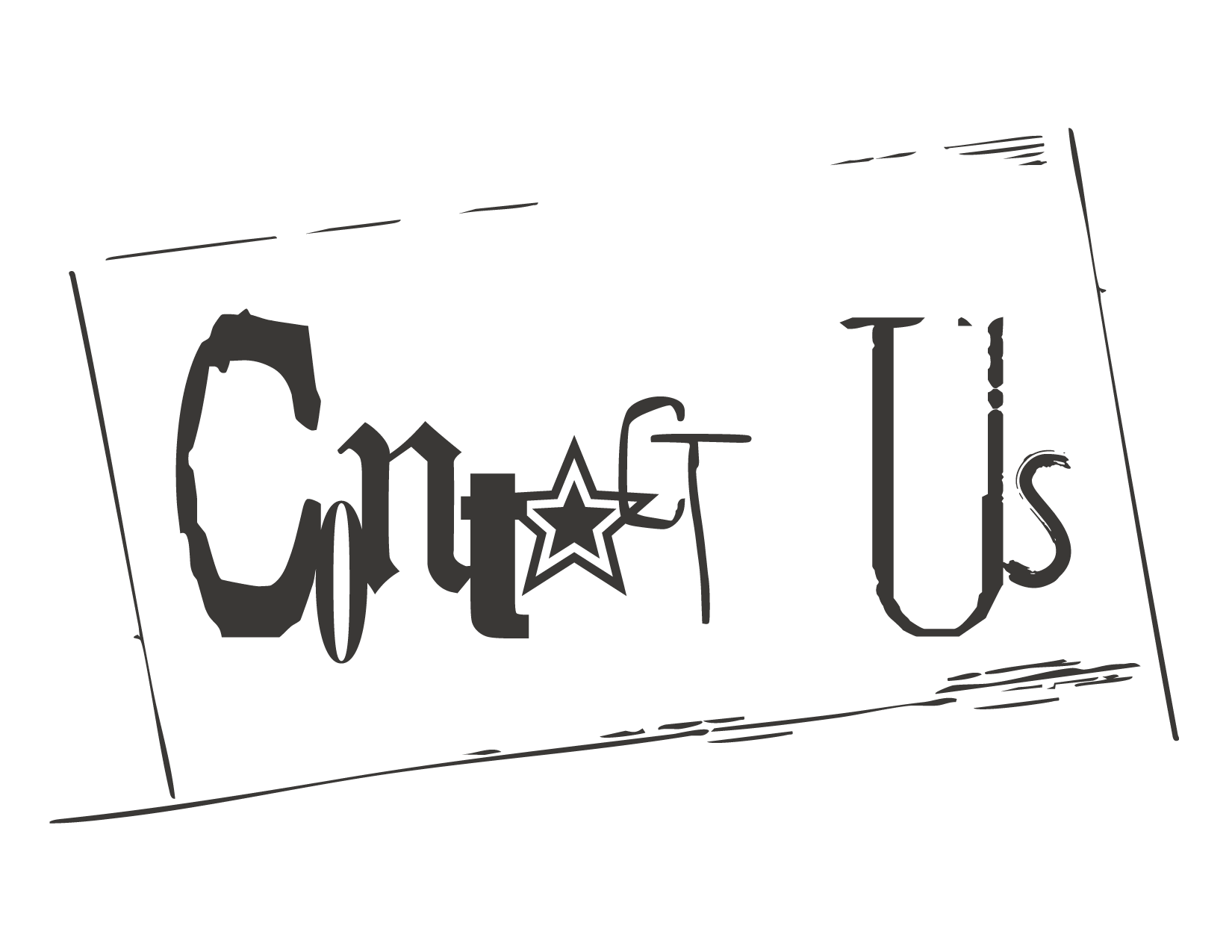Handwritten sign reading 'Cute US' with a star symbol in the center of the text.