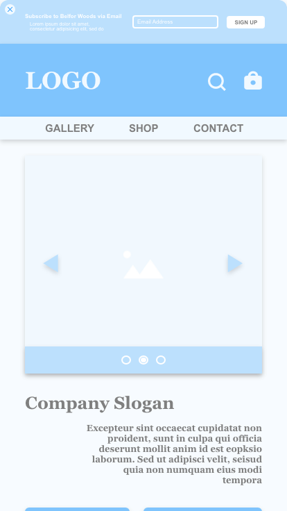 (Mobile) UX Design - Wireframe - Landing Page - Pop-Up