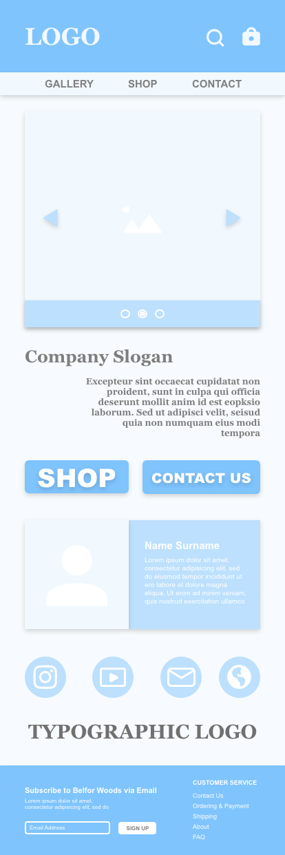 (Mobile) UX Design - Wireframe - Landing Page