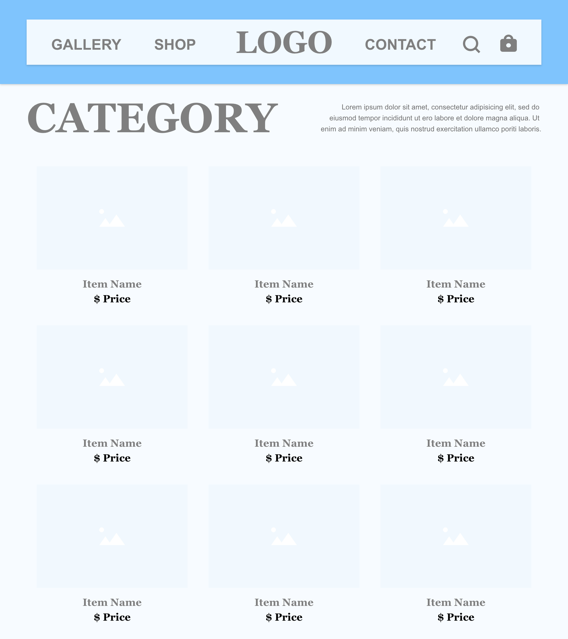 (Desktop) UX Design - Wireframe - Gallery